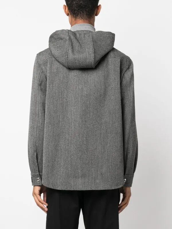 Versace o1y0525 Hooded Solid Color Shirt in Lead Size US M / EU 48-50 / 2 - 4 Thumbnail