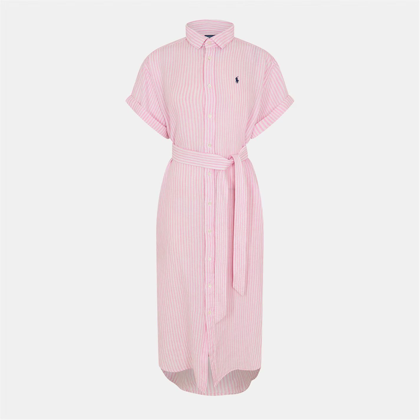 Polo Ralph Lauren o1g2r1mq0825 Polo Shirt Dress in White/Pink Size XS / US 0-2 / IT 36-38 - 1 Thumbnail