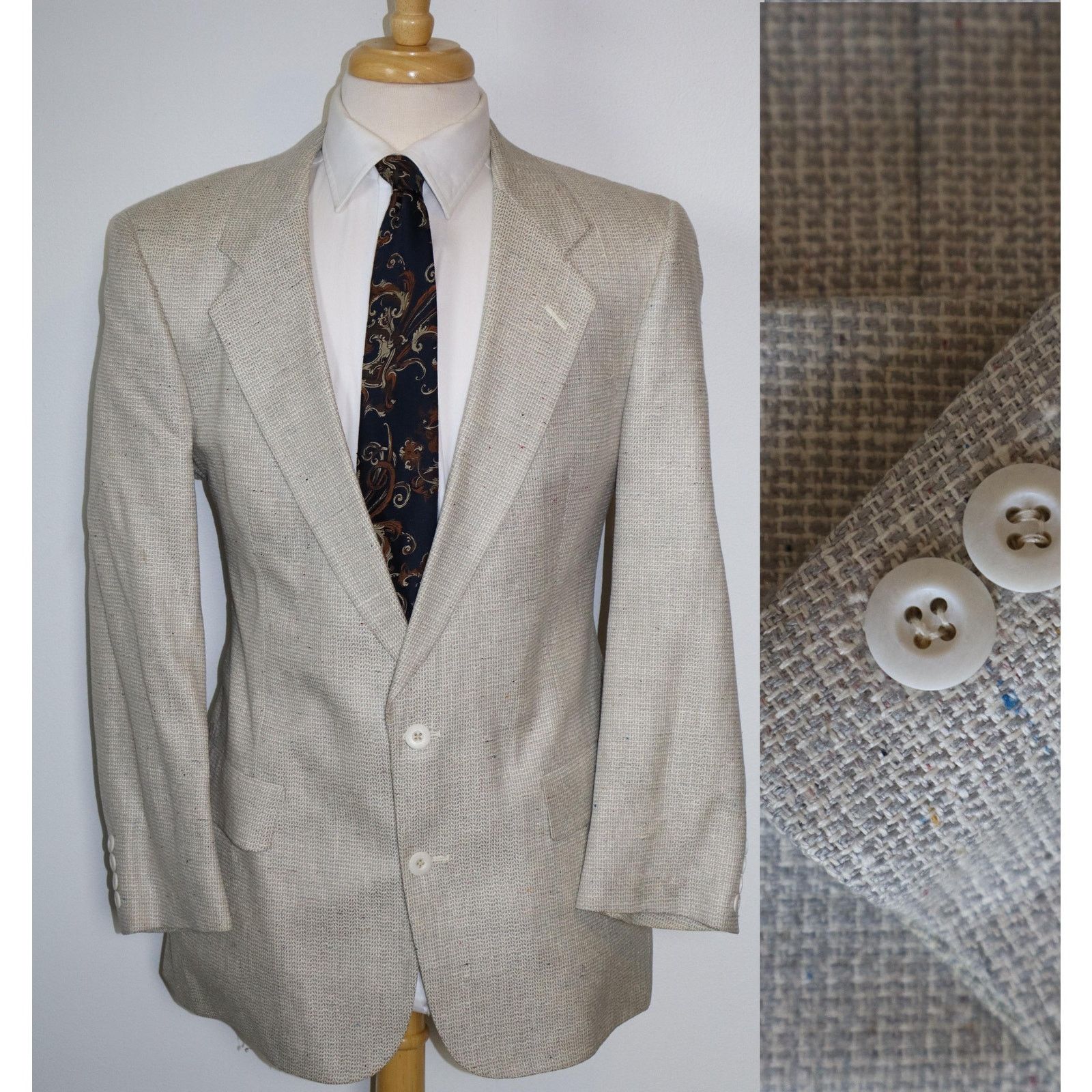 Christian Dior Monsieur 40S Vintage Christian Dior Flecked Ivory Silk Tweed Blazer Size 40S - 1 Thumbnail