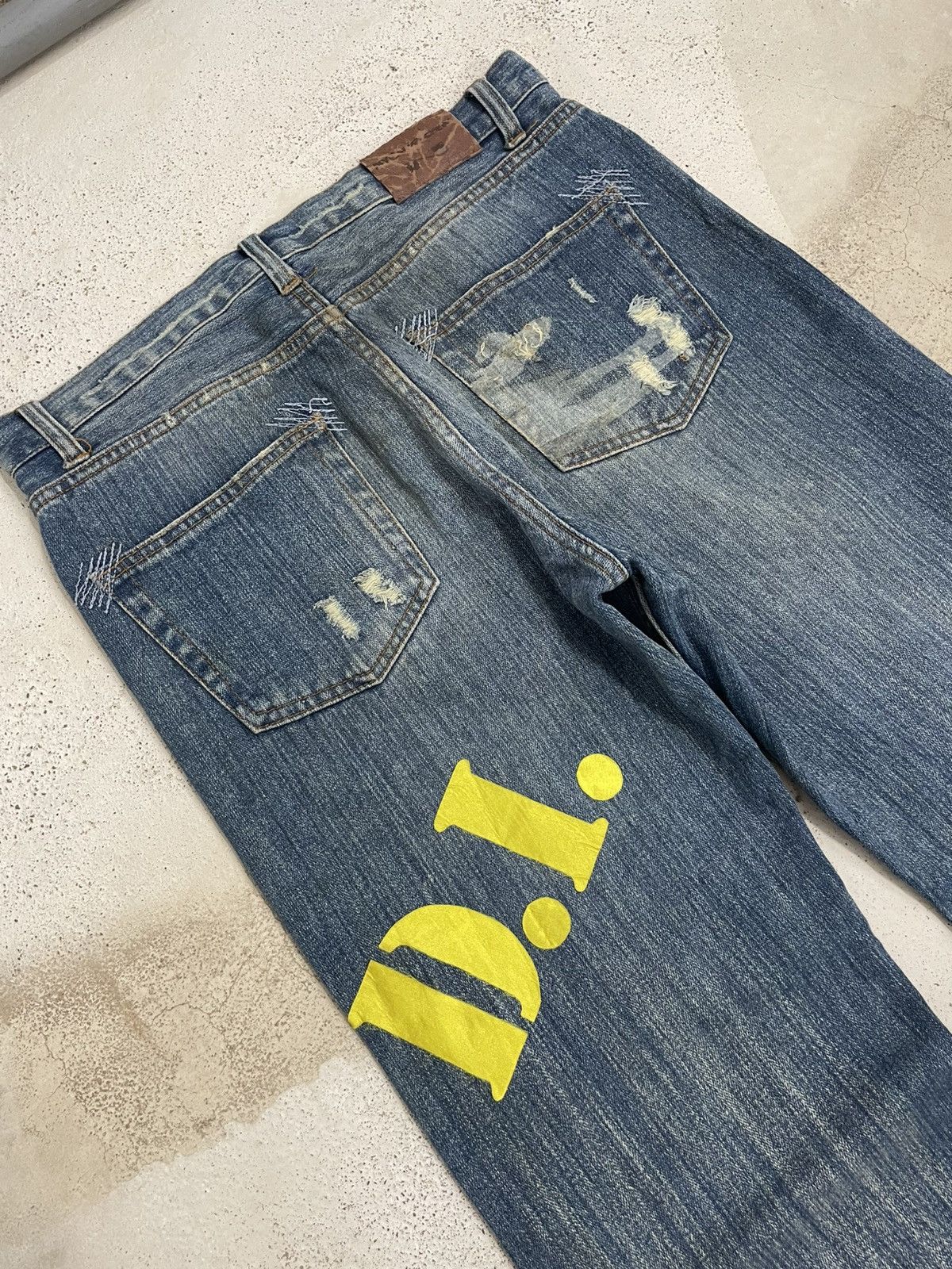 Japanese Brand Nylaus Distressed Rusty Denim Heavy Stitching Font Y2K Size US 32 / EU 48 - 12 Thumbnail