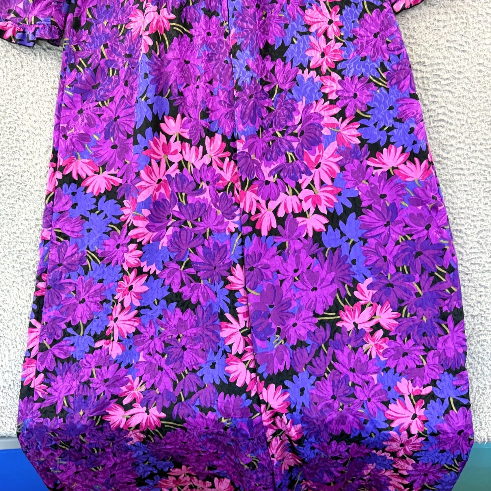 Vintage VINTAGE Liberty House Dress Womens 8 Maxi Purple Floral Ruffles Knit Cotton Polyester Puff Sleeve Zipper Short Review: 80s Flower Size M / US 6-8 / IT 42-44 - 5 Thumbnail