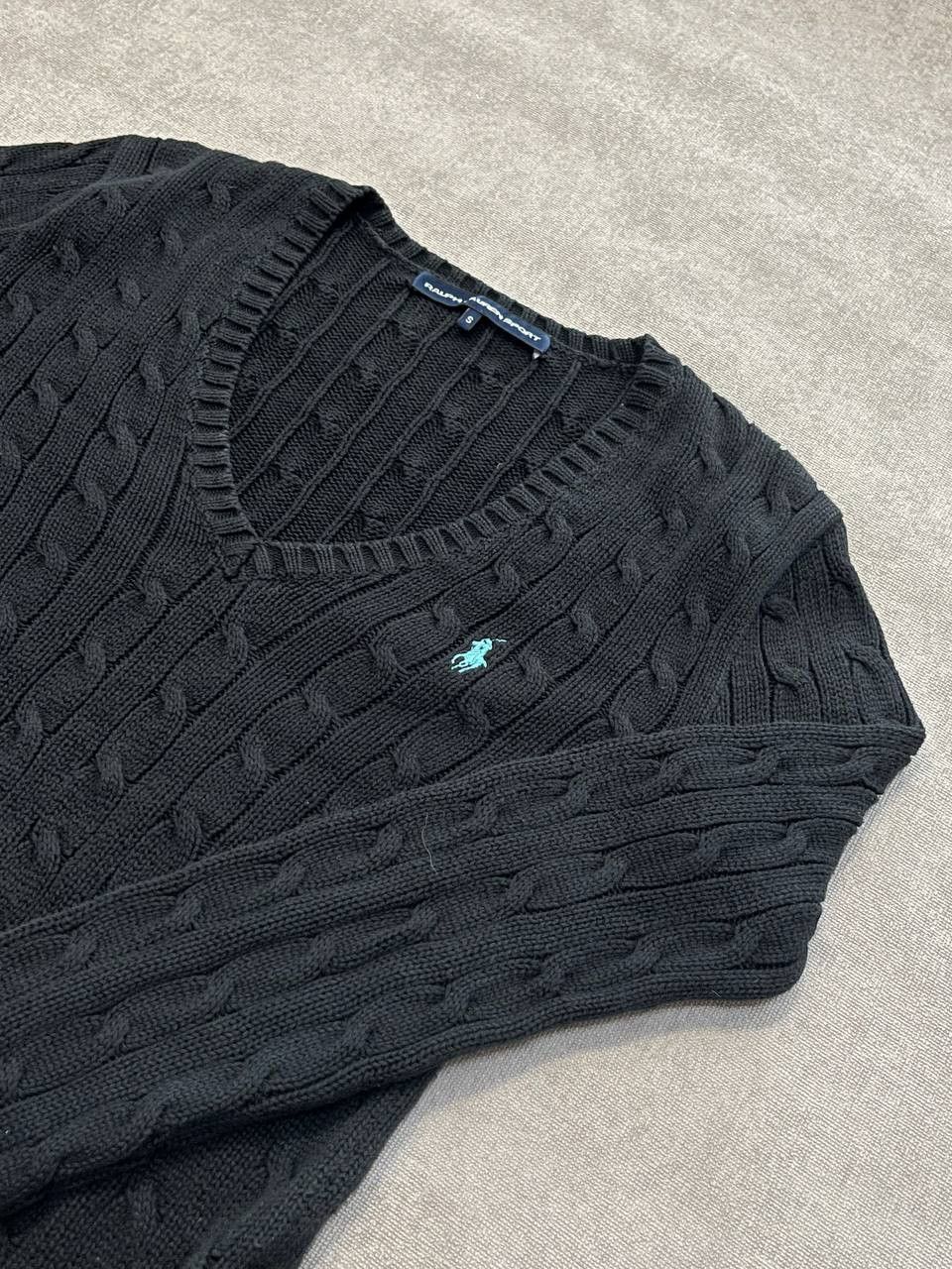 Polo Ralph Lauren Polo Ralph Lauren V - Neck Cable Knit Sweater Black Women`s Size S / US 4 / IT 40 - 2 Thumbnail