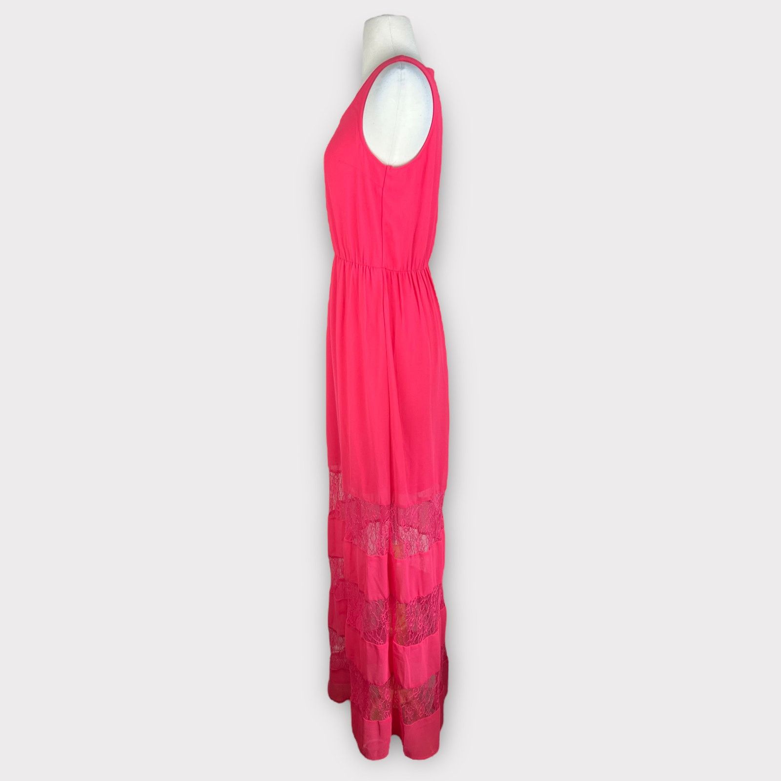 Nordstrom Doe & Rae | Women’s Coral Lace Insert Sheer Maxi Dress Size S / US 4 / IT 40 - 3 Thumbnail