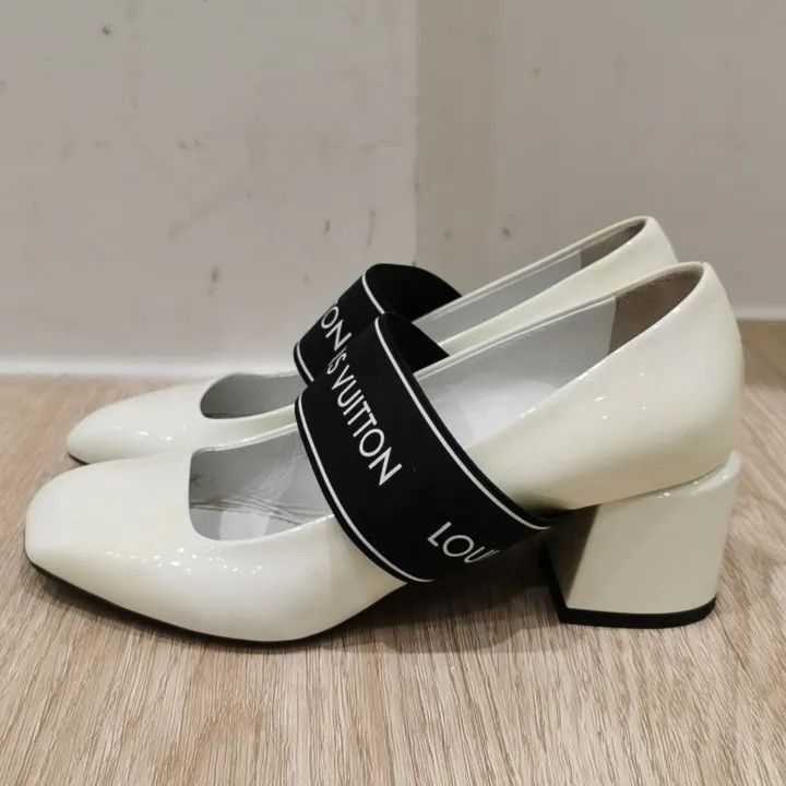 Louis Vuitton Louis Vuitton White and Black Heeled Shoes -2508 Size US 5 / IT 35 - 6 Thumbnail