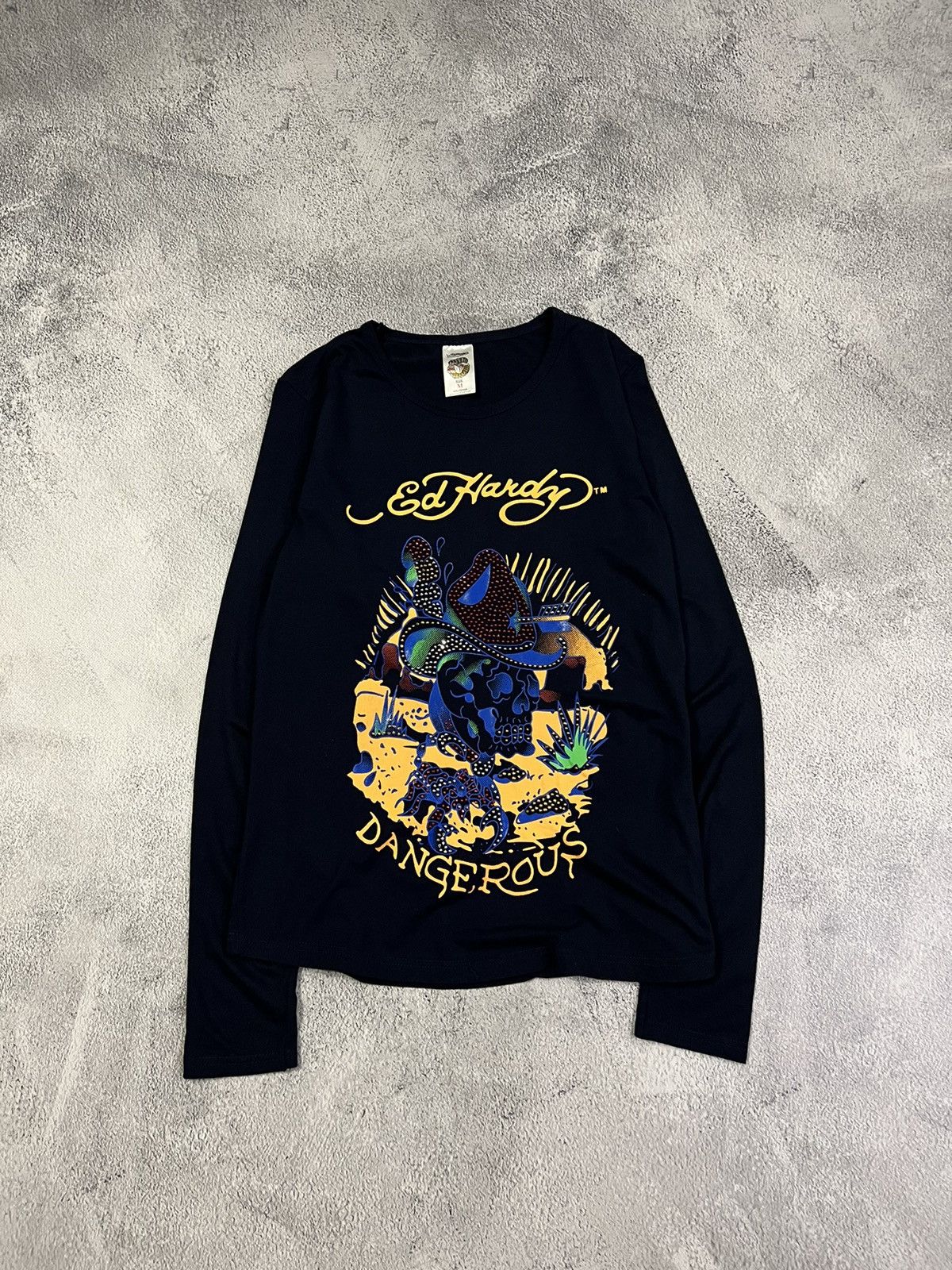 Ed Hardy Vintage Y2k Ed Hardy Dangerous Skull ☠️ Long Sleeve 00’s Size US M / EU 48-50 / 2 - 1 Thumbnail
