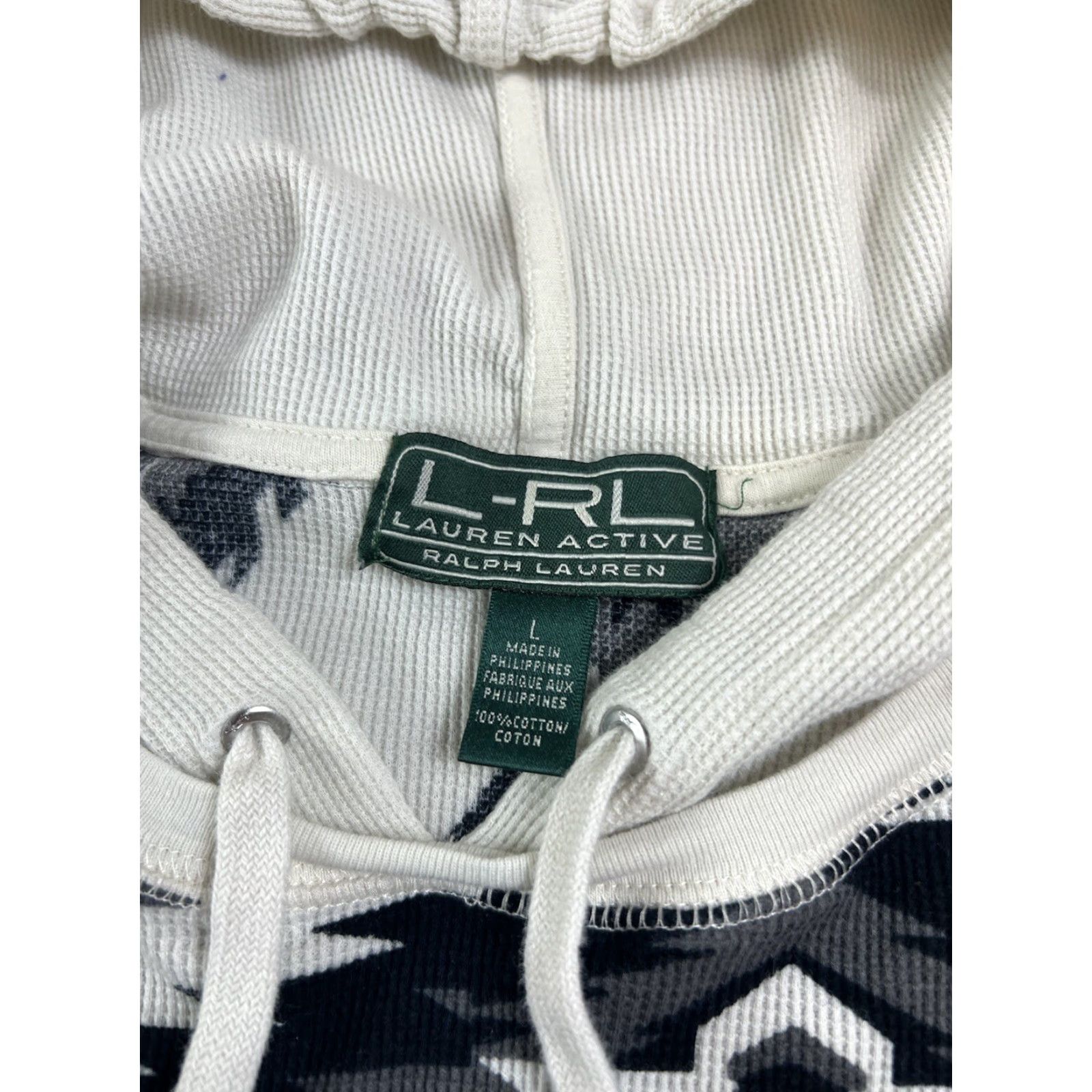 Ralph Lauren Lauren Ralph Lauren Active Shirt Womens L Hooded Pullover Thermal Aztec Geometric Pattern Hoodie Pullover Casual Crew Neck Multicolor 100% Cotton Size L / US 10 / IT 46 - 6 Thumbnail