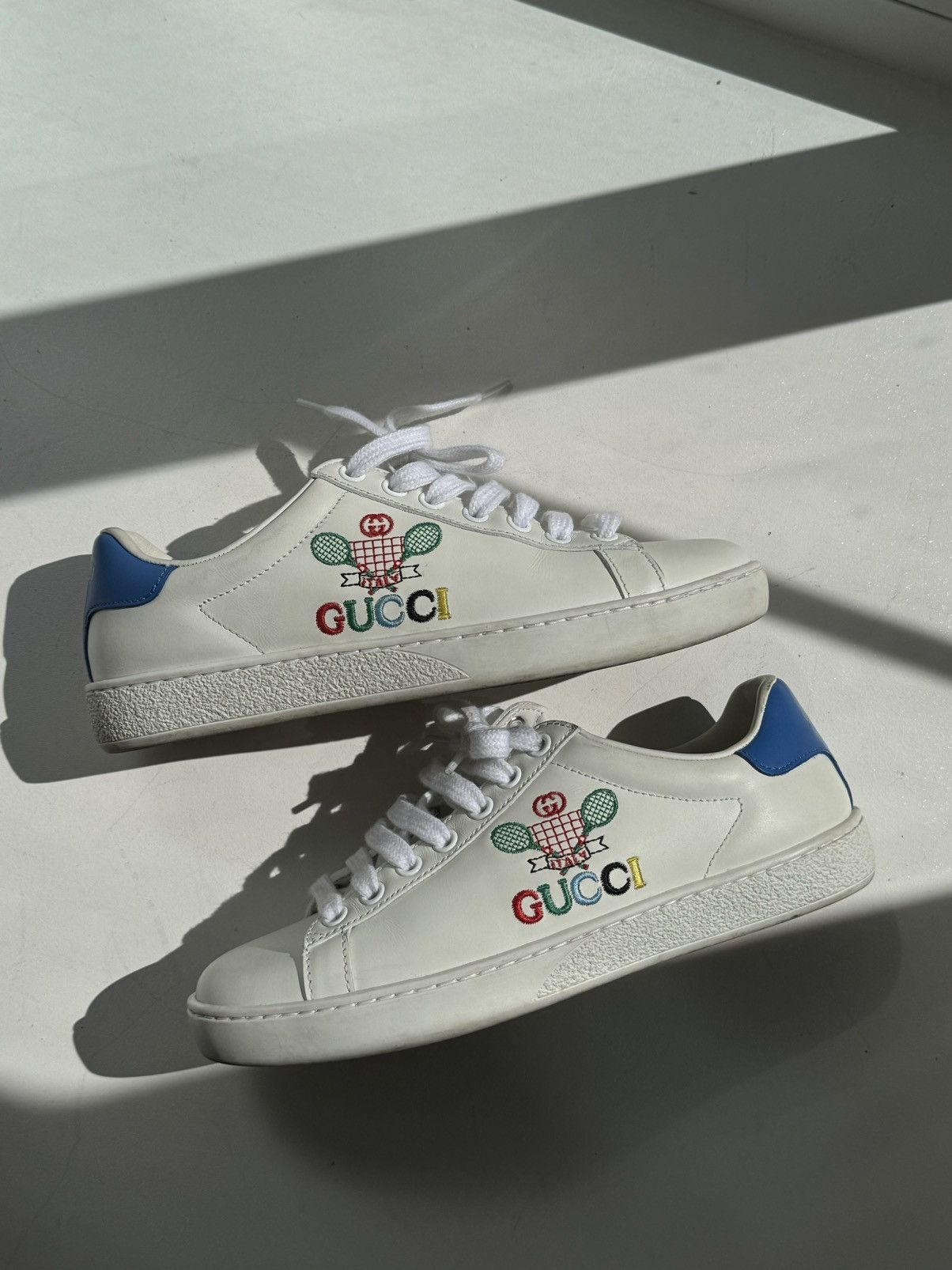 Gucci Gucci Ace Tennis Embroidered Sneakers Leather Size US 5.5 / IT 35.5 - 1 Thumbnail