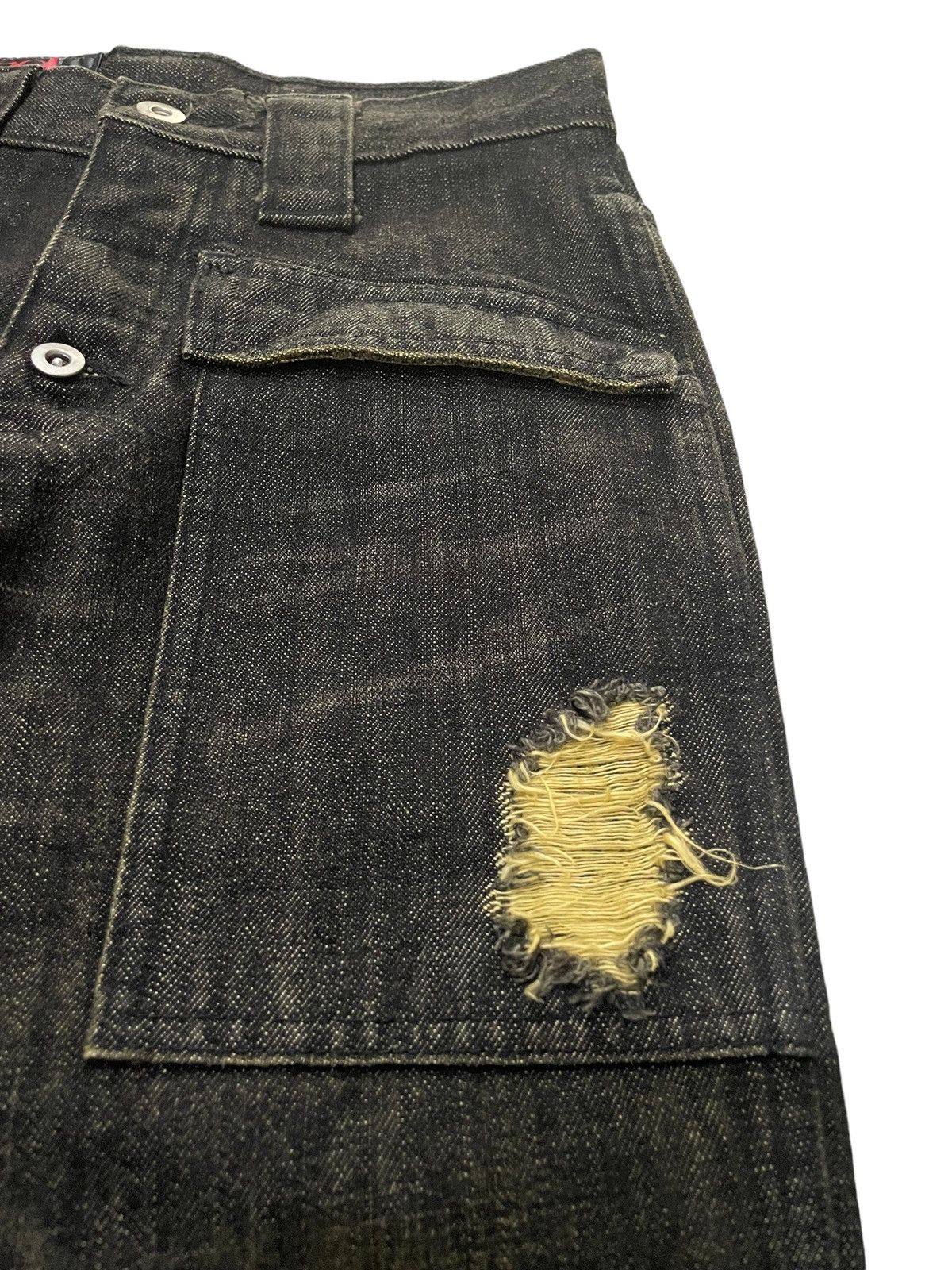 If Six Was Nine × Le Grande Bleu (L.G.B.) Red Carpet Japan Flared Bush Pocket Distressed Jeans Size US 27 - 8 Thumbnail
