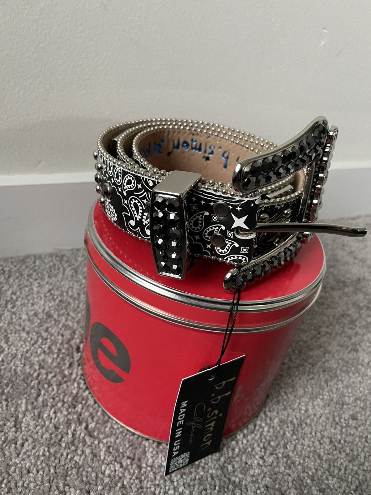 B.B. Simon × Supreme Supreme x BB SIMON BLACK Bandana Belt MEDIUM Size 32 - 2 Thumbnail