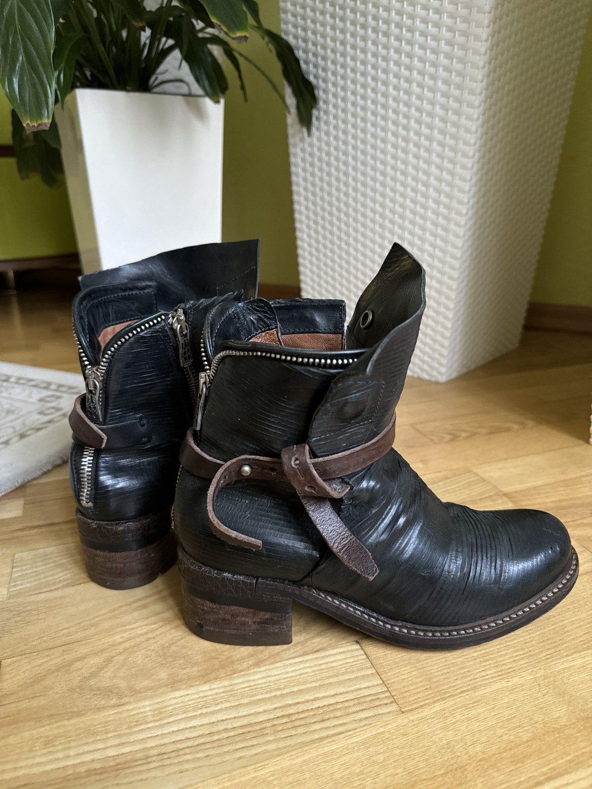 98 Airstep Leather Boots Moto Biker Gothic Style Shoes