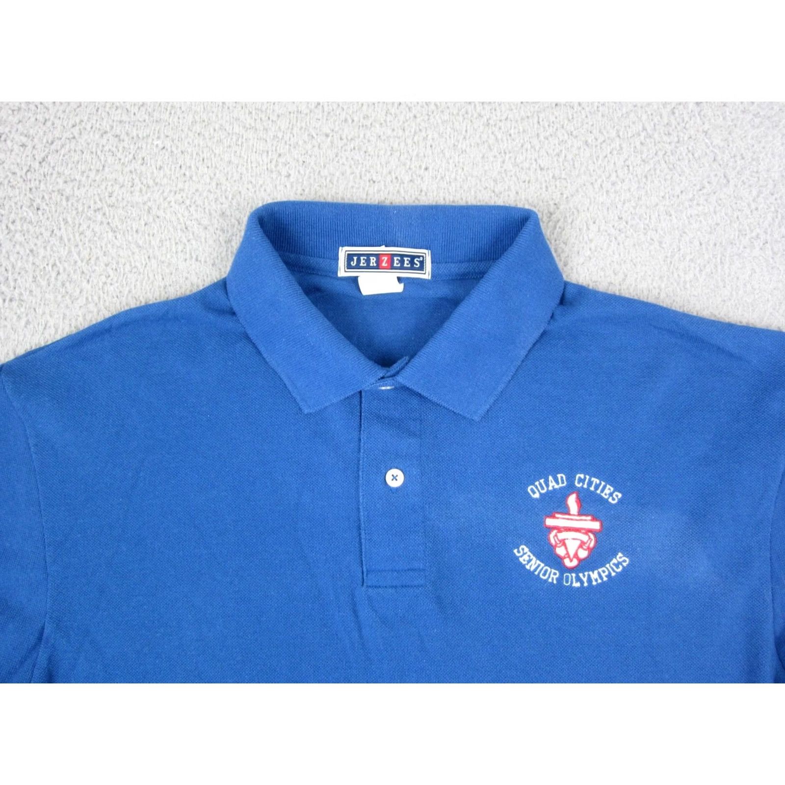 Jerzees VINTAGE JERZEES Senior Olympics Polo Shirt Mens Large Blue Quad Cities Golf 90s Size US L / EU 52-54 / 3 - 2 Thumbnail