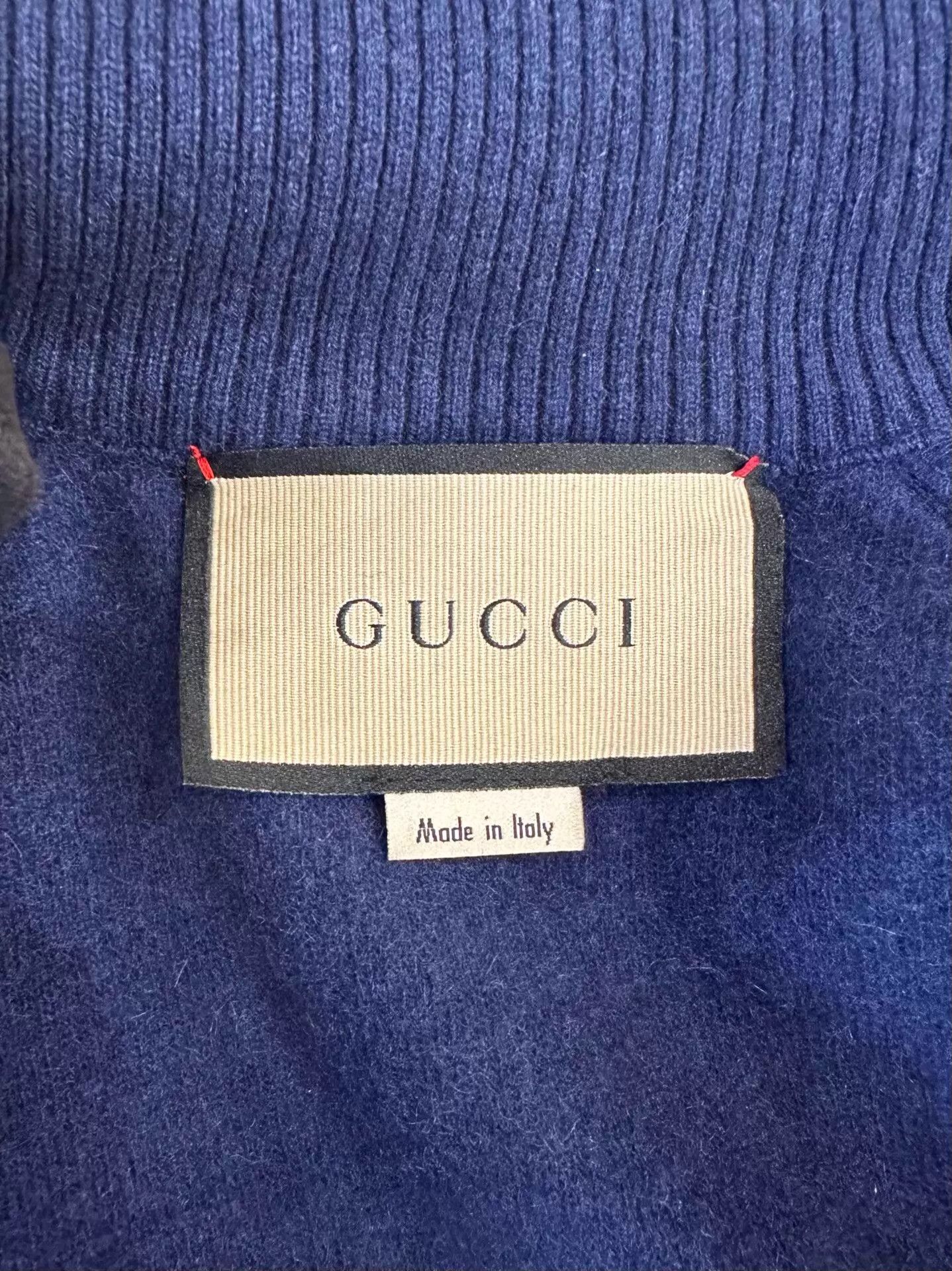 Gucci Gucci Blue Cashmere GG Logo Side Red Green Web Jacket S Size US S / EU 44-46 / 1 - 6 Thumbnail