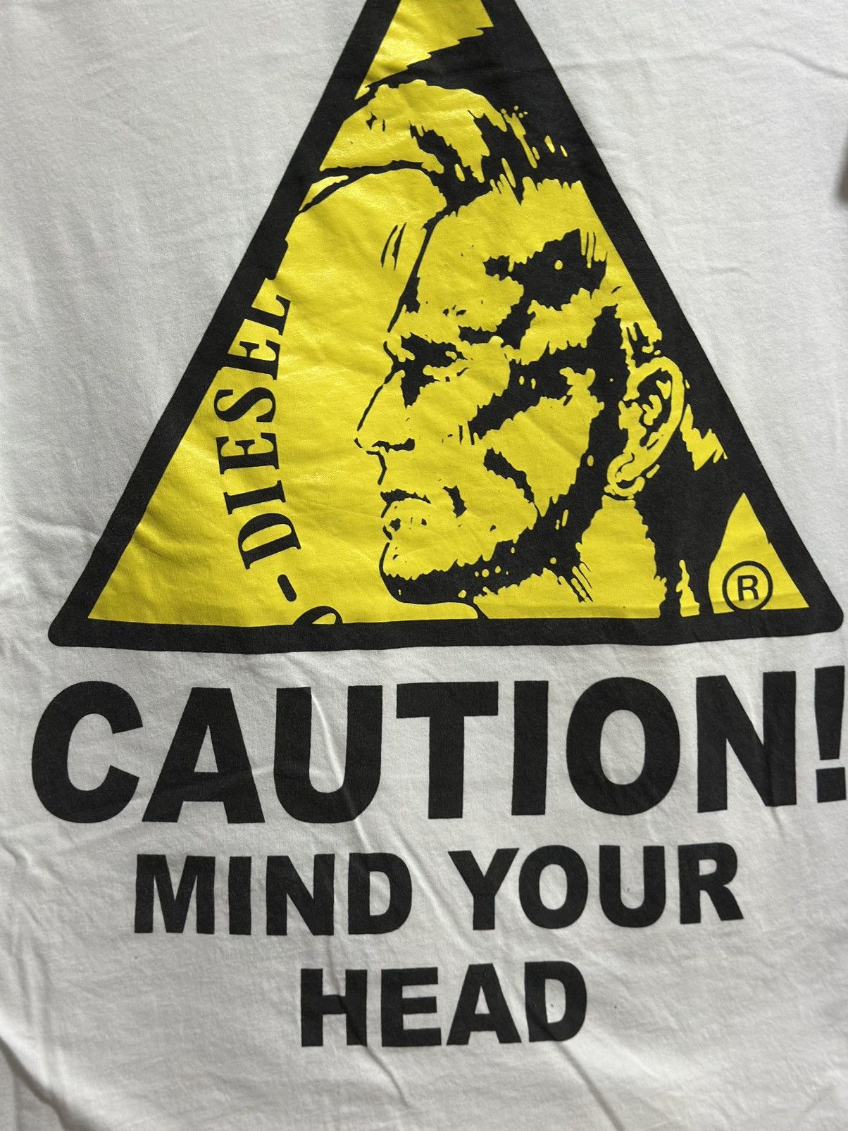 Diesel × Vintage Vintage Diesel Caution! Mind Your Head Faded Tee Size US M / EU 48-50 / 2 - 2 Thumbnail
