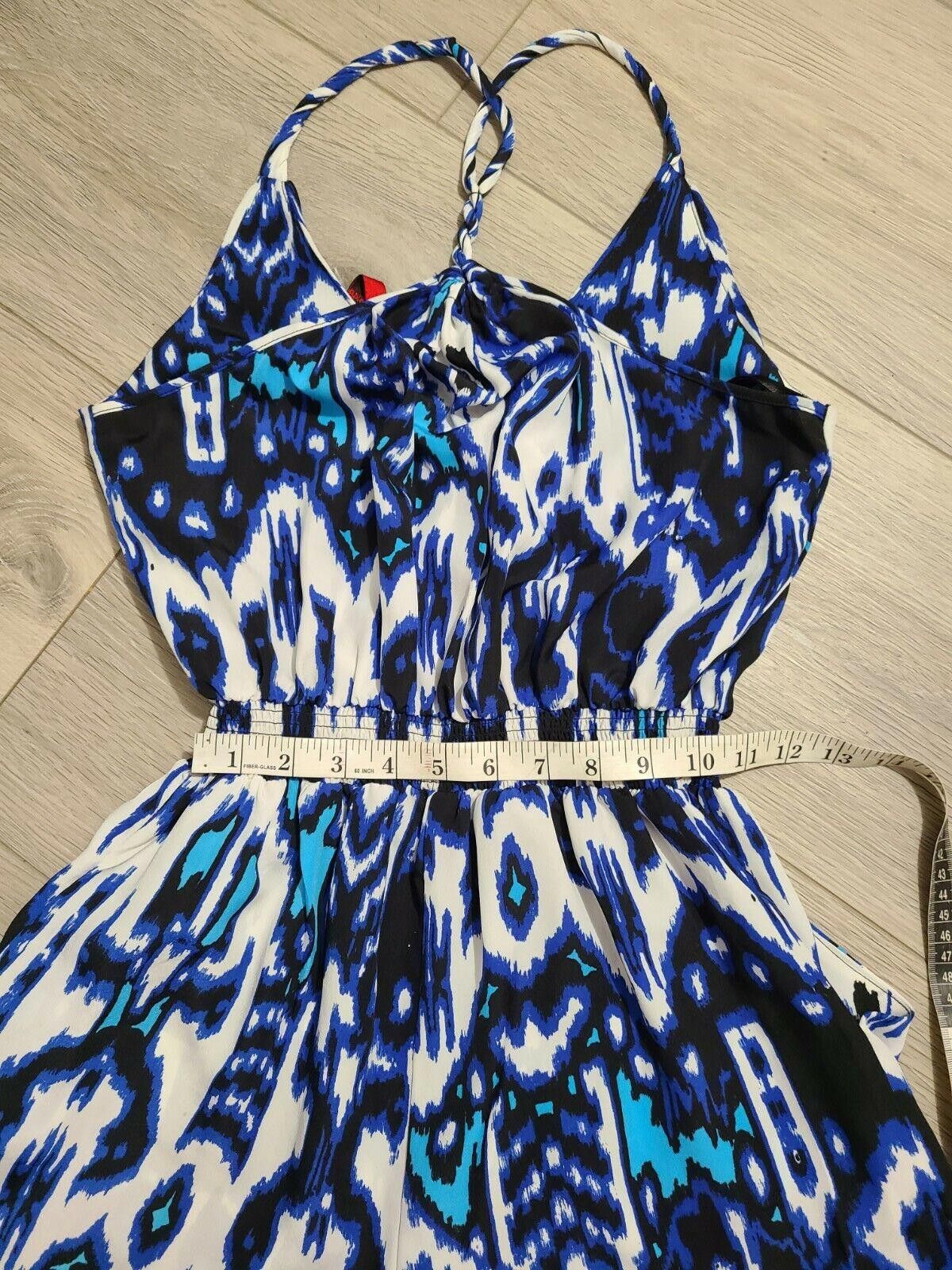 Designer 5/48 Romper Small Blue White Shorts V Neck Spaghetti Strap Size 28" / US 6 / IT 42 - 5 Thumbnail