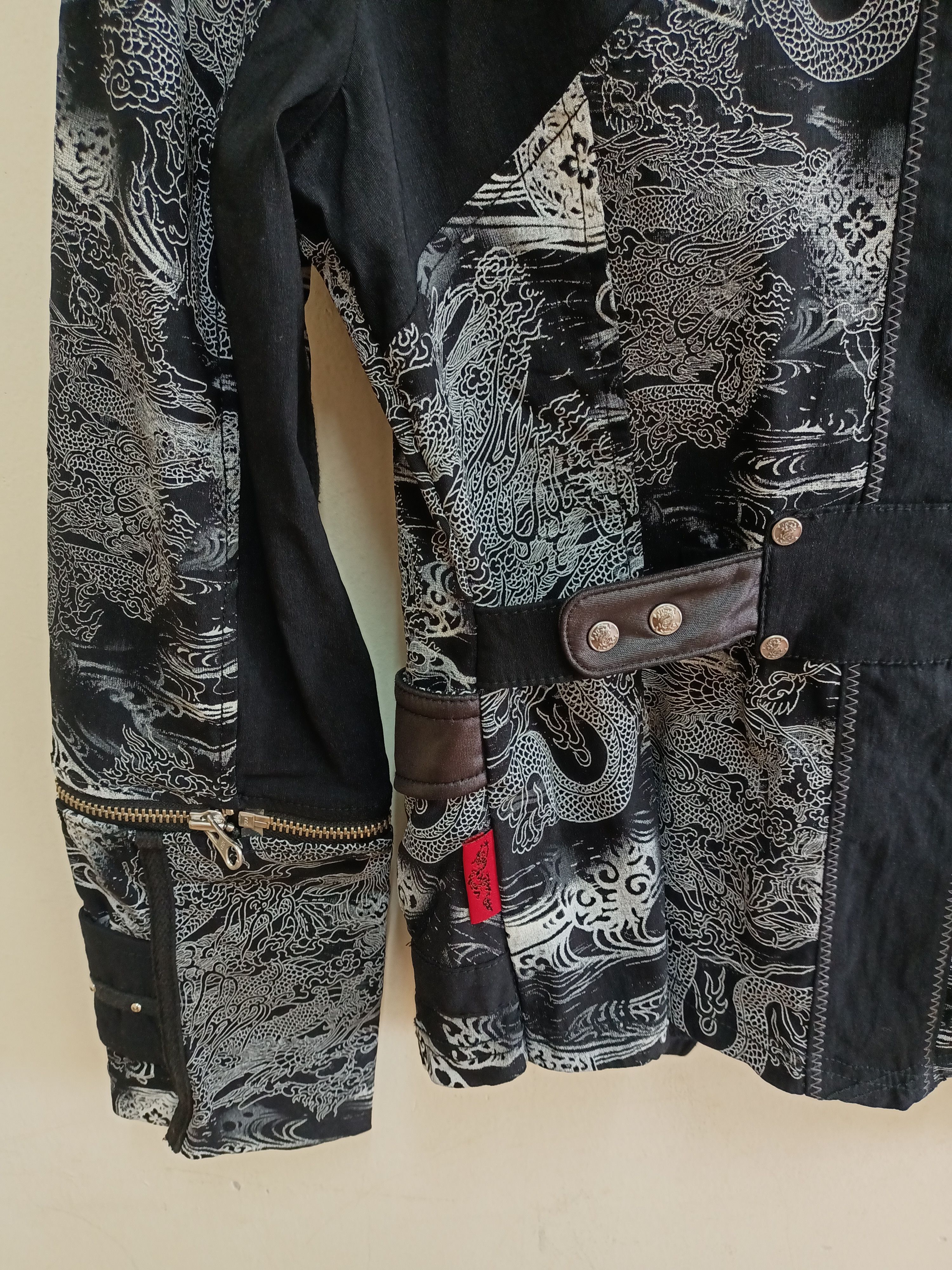 Designer × Japanese Brand Ozz Cross Dragon print black gothic stretch zipper jacket Size M / US 6-8 / IT 42-44 - 8 Thumbnail
