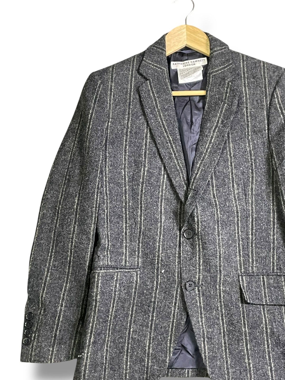 Katharine Hamnett London × Vintage Katherine Hamnett London Down Stripe Wool Coat (38) Size US M / EU 48-50 / 2 - 3 Thumbnail