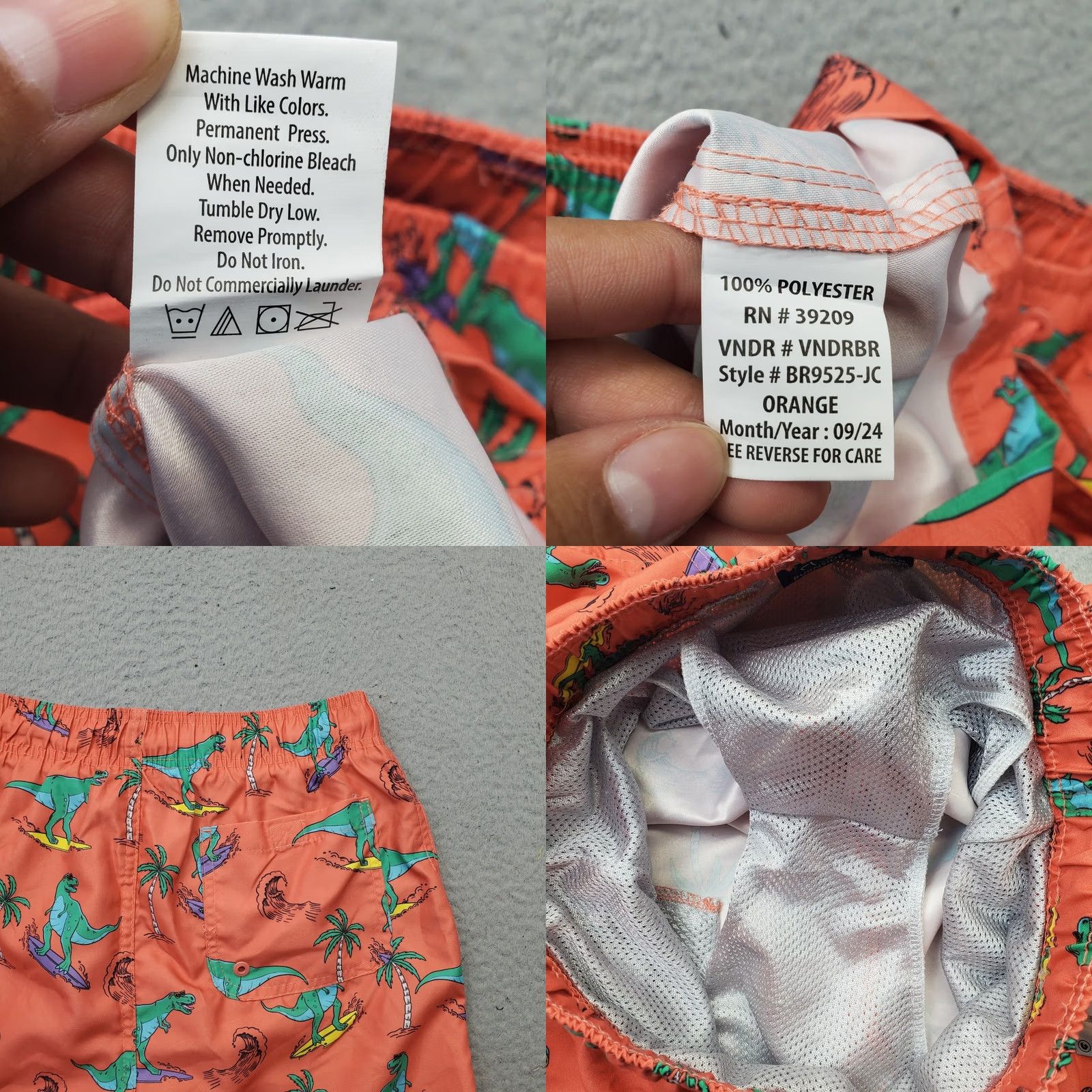 Burnside Burnside Mens Bottom S Mens Swim Trunk Shorts Dinosaur Print Stretch Drawstring Multicolor Size US 29 - 8 Thumbnail
