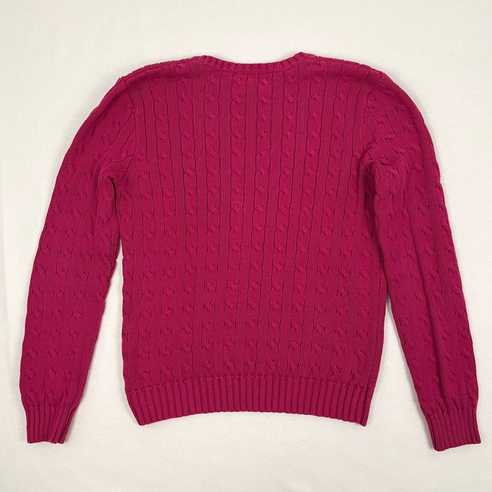 Polo Ralph Lauren VINTAGE Ralph Lauren Sport Sweater Womens L Pink Cable Knit Jumper Preppy Academia Size L / US 10 / IT 46 - 7 Thumbnail