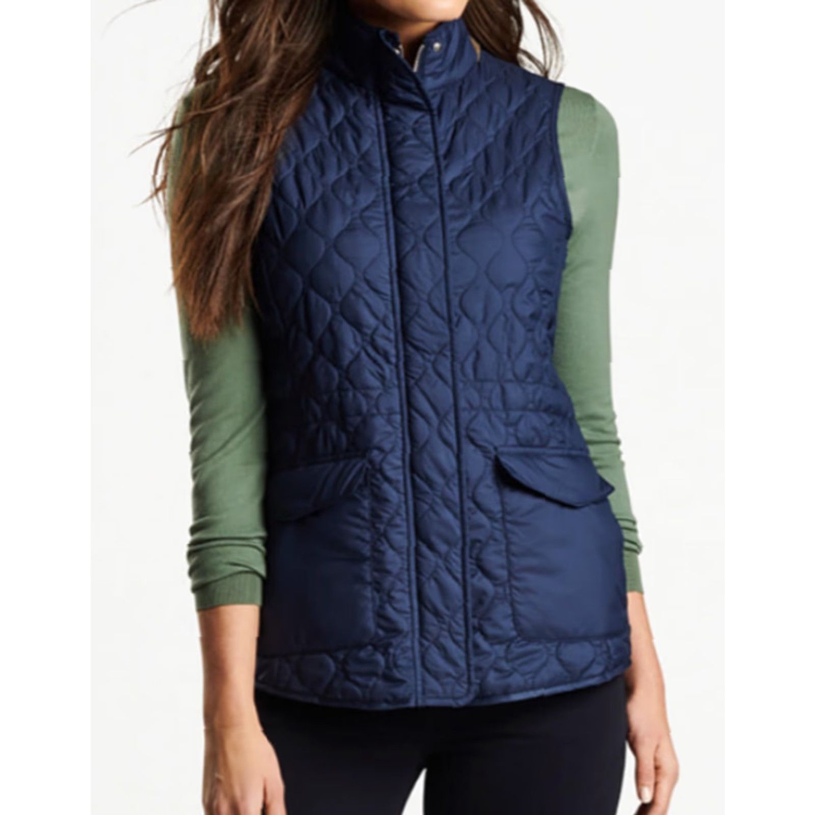 Peter Millar Peter Millar Women’s Addison Quilted Travel Vest Navy S Small Lambswool Trim vest Size S / US 4 / IT 40 - 2 Thumbnail
