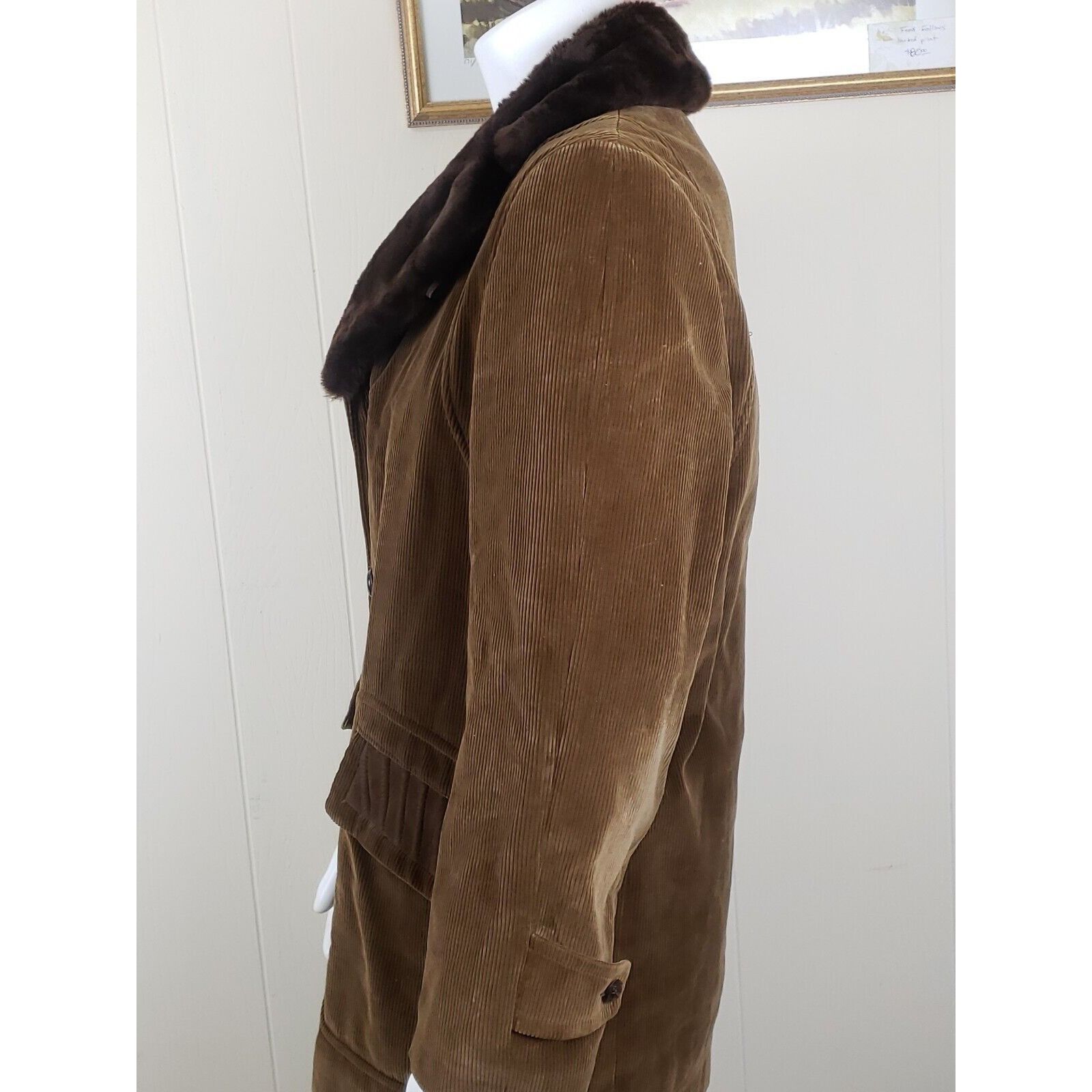 Vintage Vtg Corduroy Rancher Jacket Mens 42 Brown Faux Fur Collar Co Size US M / EU 48-50 / 2 - 3 Thumbnail