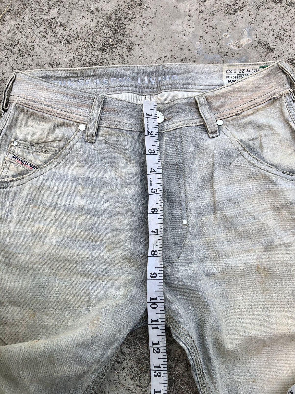 Designer DIESEL KROOLEY WASHED GREY DENIM Size US 28 / EU 44 - 10 Thumbnail
