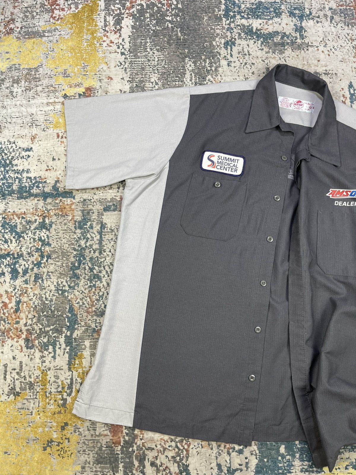 NASCAR Vtg Redkap AmsOil 2 Tone Ripstop Work Shirt Size US XL / EU 56 / 4 - 5 Thumbnail