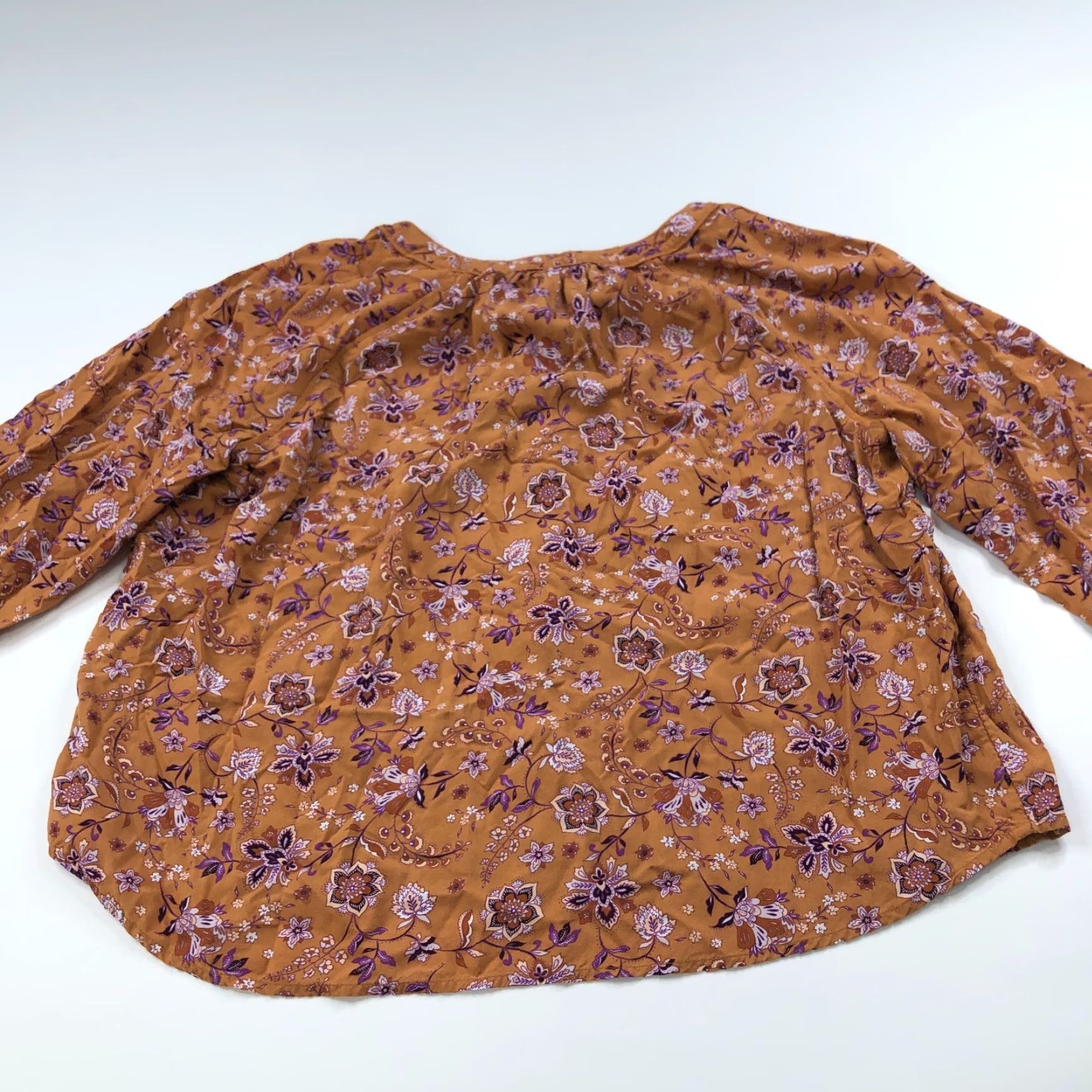 J. Jill J.Jill Peasant Large Petite Motif Pullover Button Top Blouse Autumn Leaves Brown Shirt Womens XS? Size L / US 10 / IT 46 - 6 Thumbnail