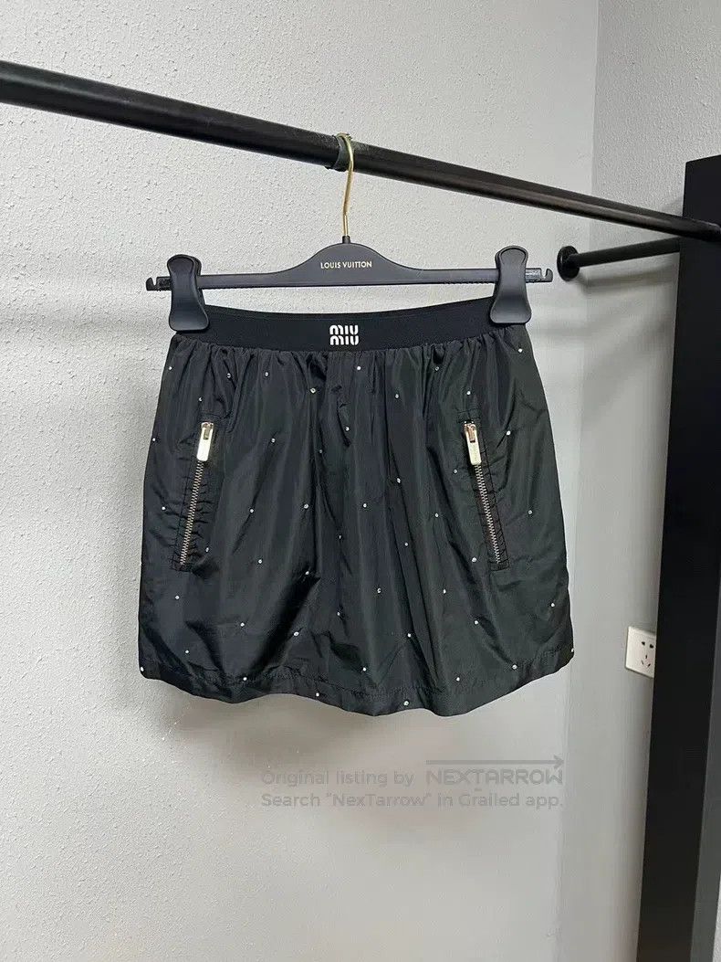 Miu Miu 38 Full-drilled slogan sweatpants