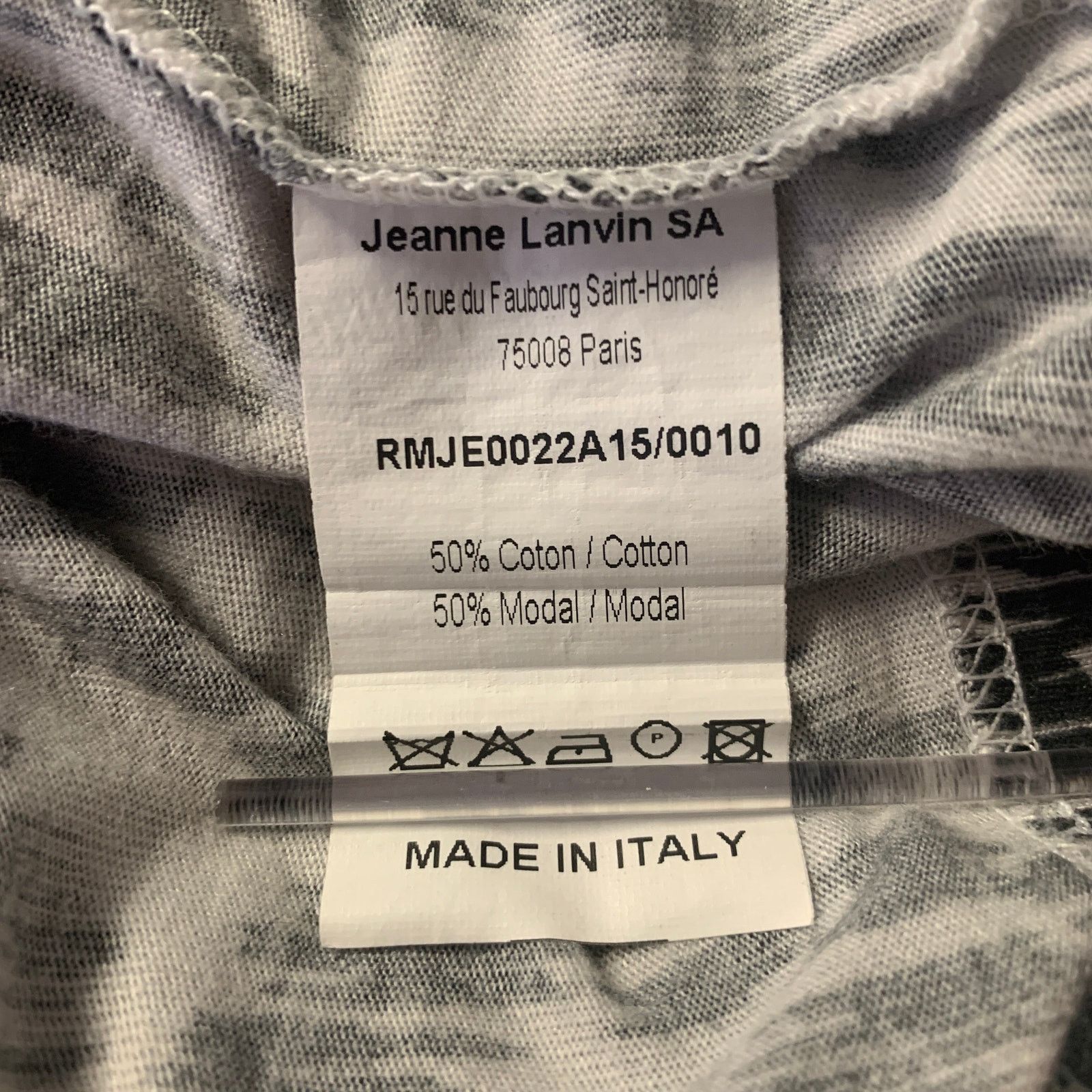 Lanvin LANVIN Size M White Black Abstract Cotton Blend T-shirt Size US M / EU 48-50 / 2 - 6 Thumbnail