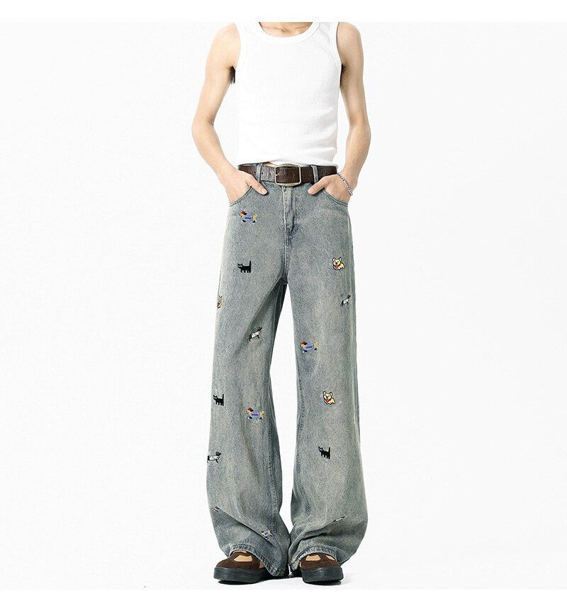 Japanese Brand Men's straight washed bootcut dachshund embroidered jeans Size US 32 / EU 48 - 1 Thumbnail