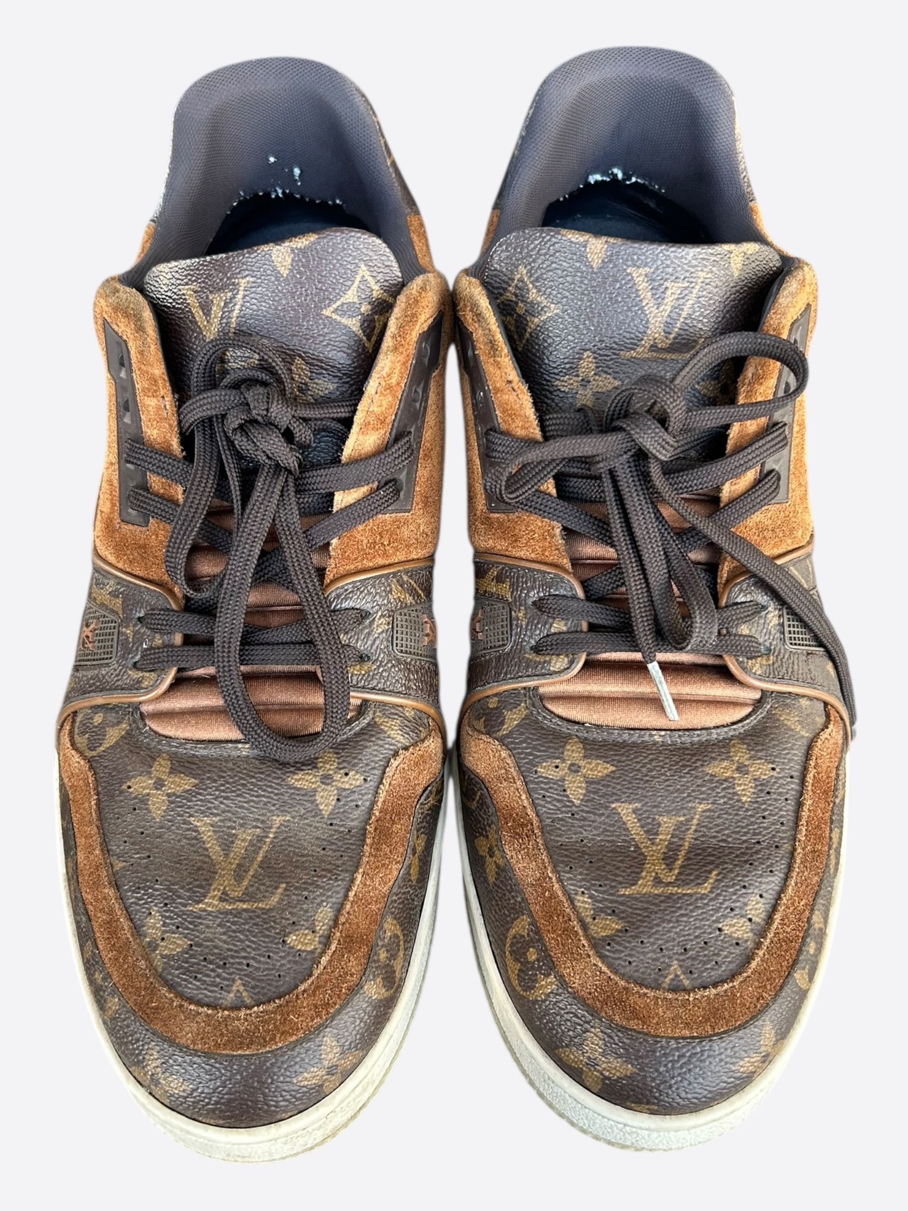 Louis Vuitton Louis Vuitton Brown Suede Monogram Trainers Size US 11 / EU 44 - 2 Thumbnail