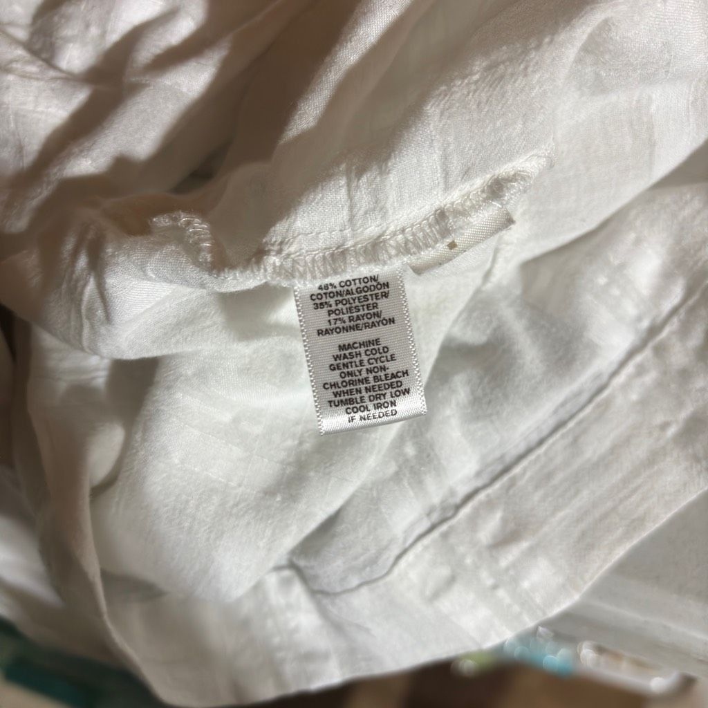 Loft Ann Taylor LOFT Semi Sheer Textured Long Sleeve Blouse Top White Medium Feminine Size M / US 6-8 / IT 42-44 - 8 Thumbnail