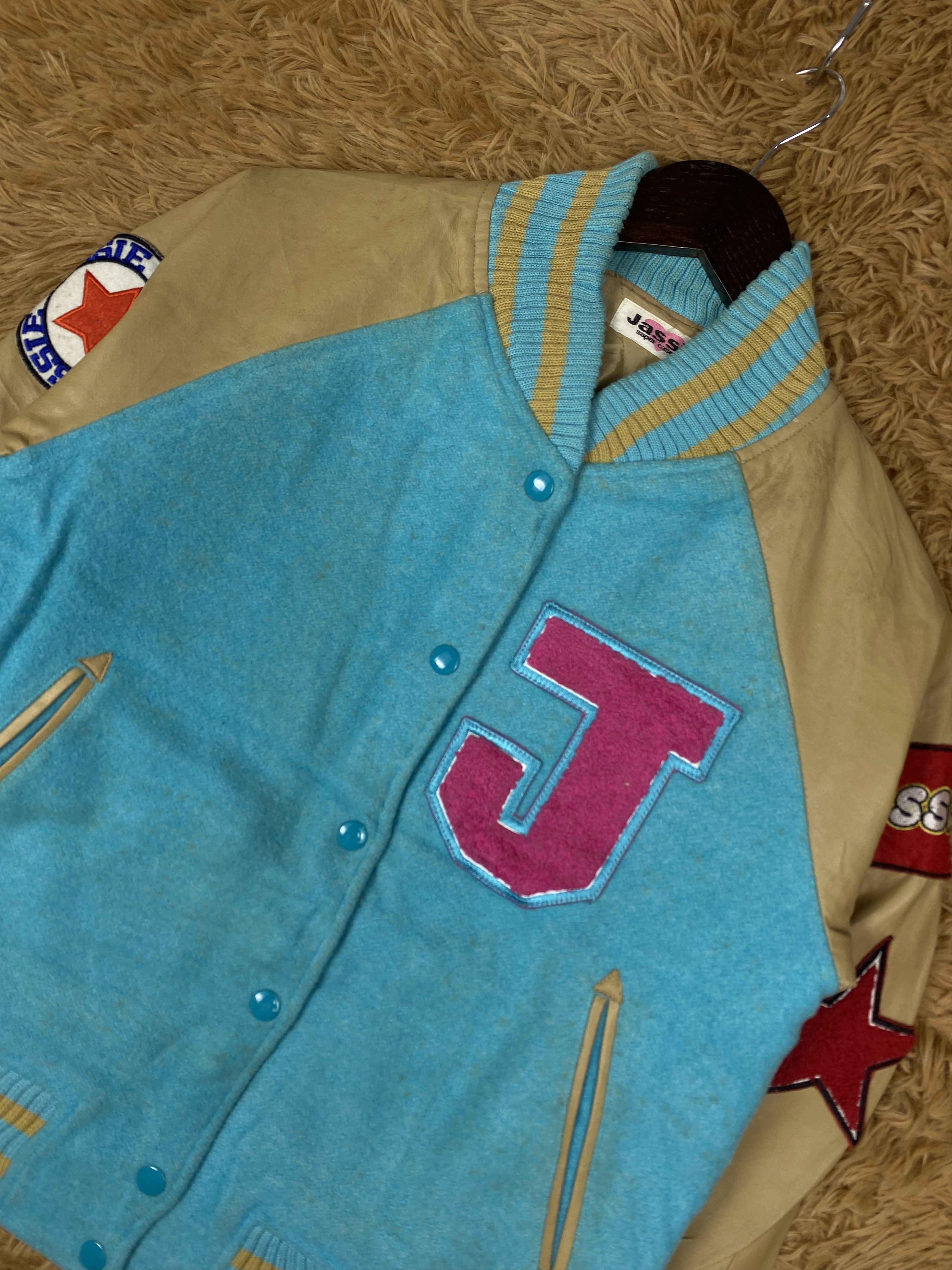 Japanese Brand Vintage Jassie Nice Patches Leather Sleeve Jacket DJ0293 Size US S / EU 44-46 / 1 - 2 Thumbnail