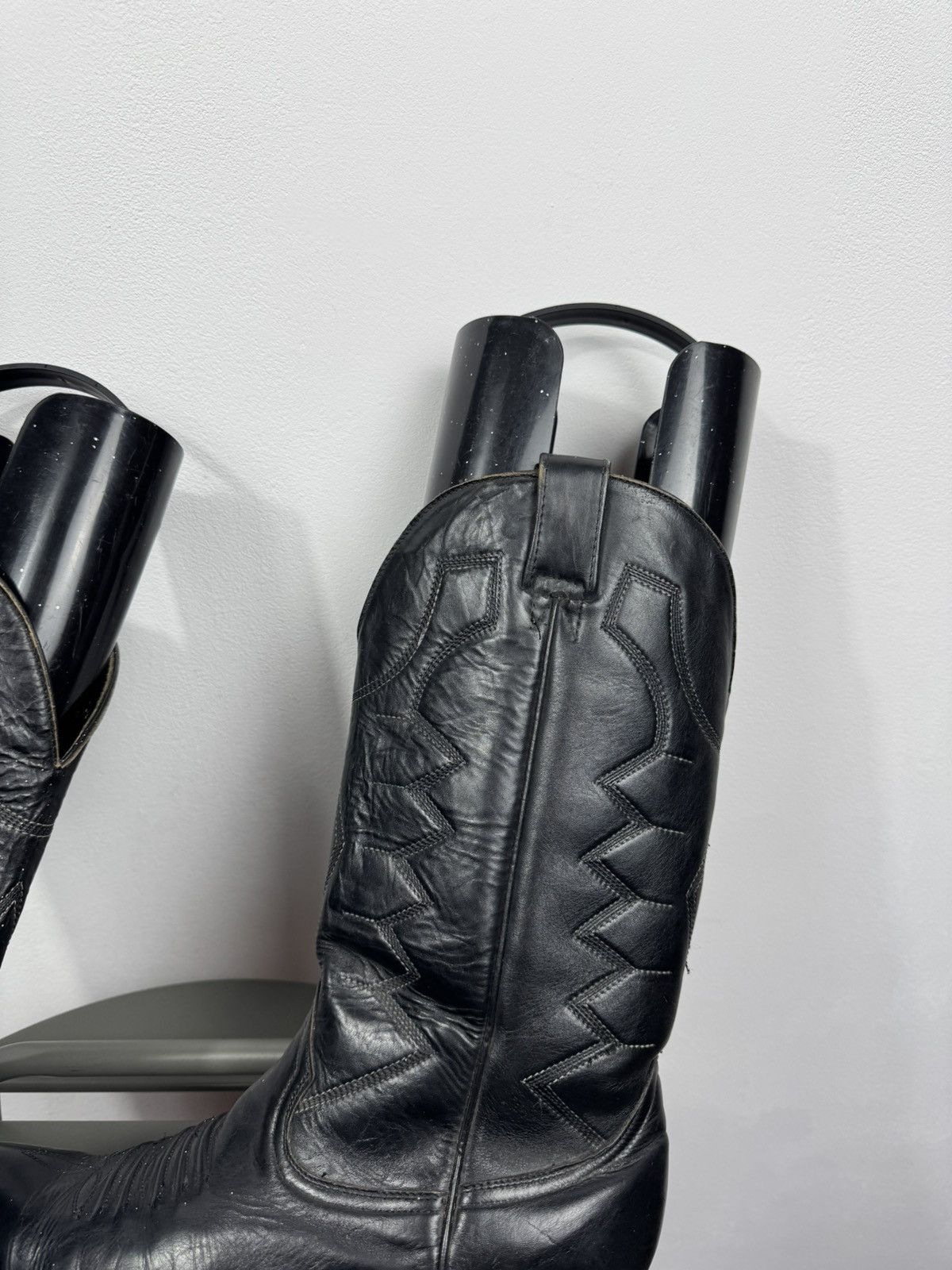 Other Vintage Black Leather Cowboy Western Boots Leather 43 EU Size US 9.5 / EU 42-43 - 3 Thumbnail