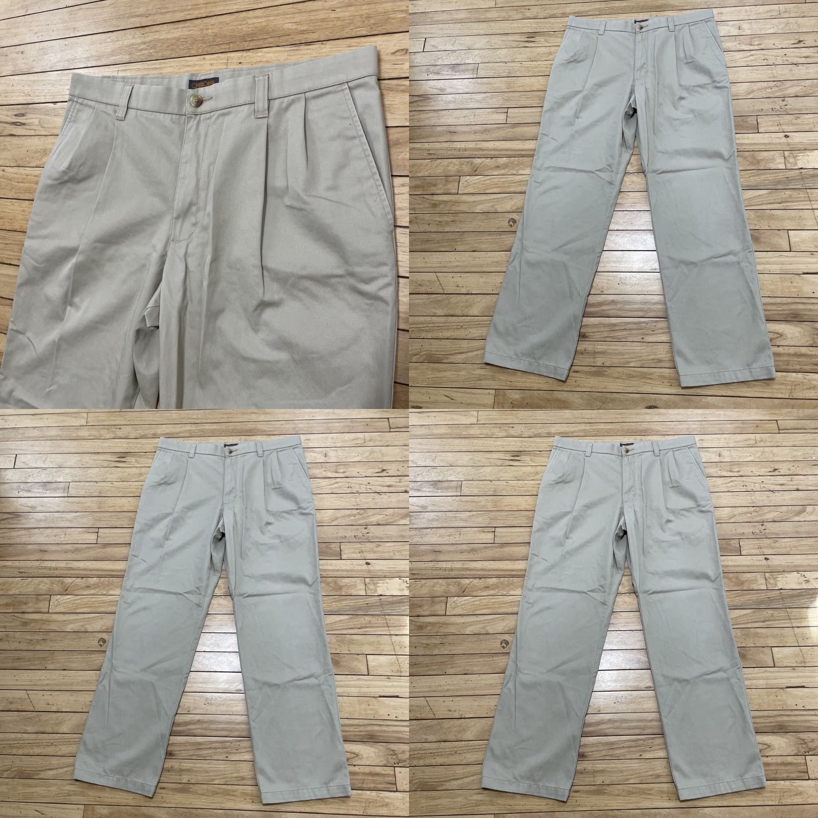 Cherokee Cherokee Pants Men Khaki Pleated Front Workwear Retro Y2k Straight 36x34 Beige Cotton Canvas Regular Size US 34 / EU 50 - 10 Thumbnail