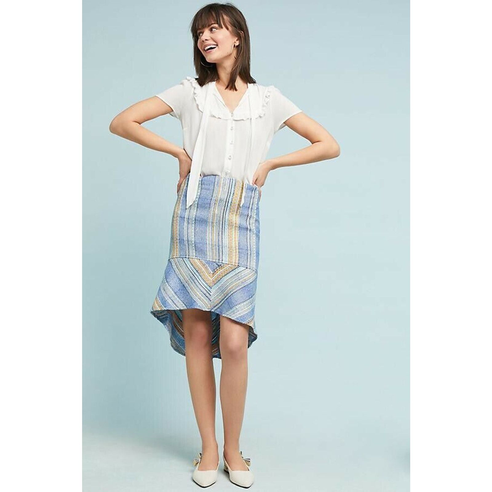 Anthropologie New Anthropologie Flounced Tweed Skirt by Samantha Dru $148 Size 27" / US 4 / IT 40 - 1 Thumbnail
