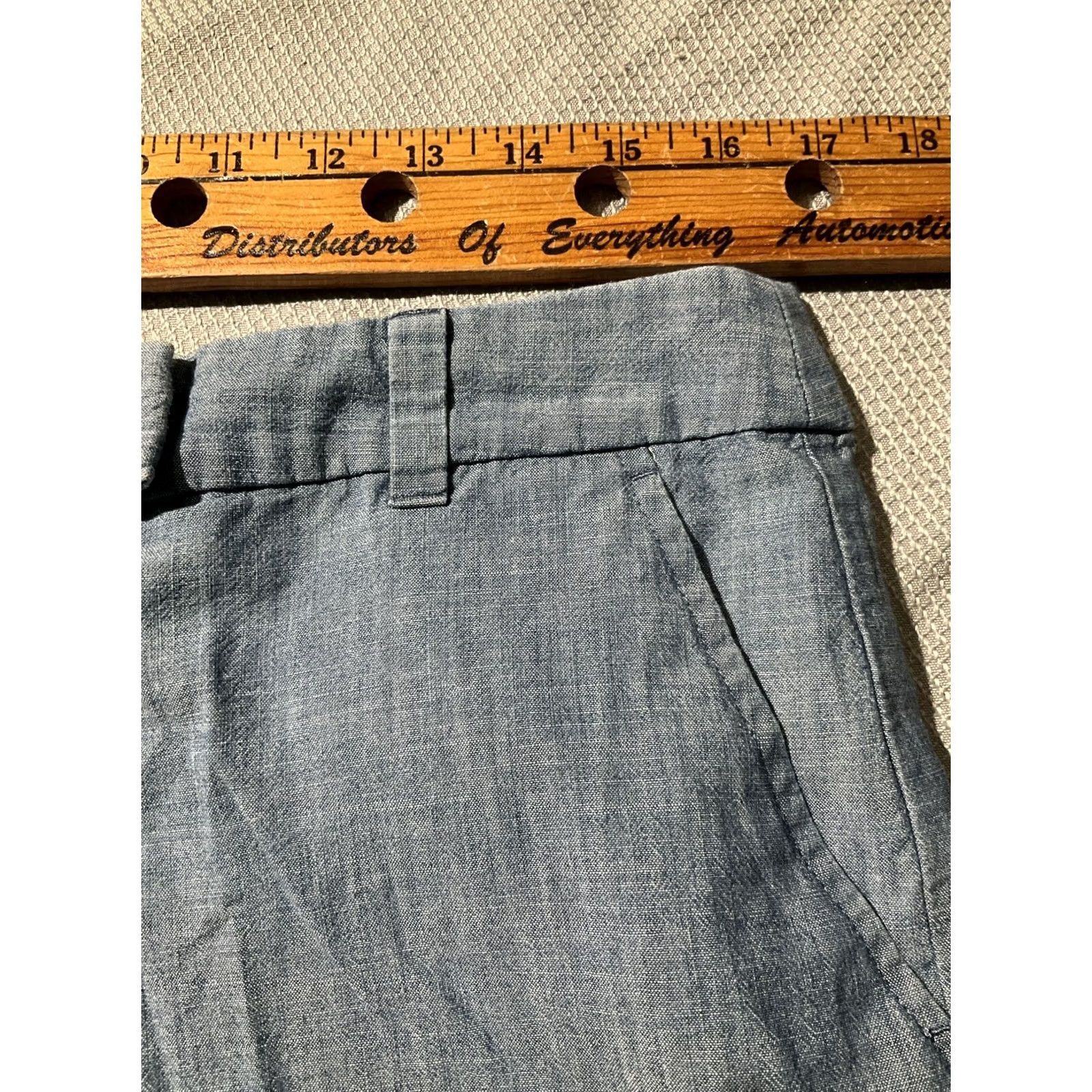 J.Crew VINTAGE J Crew Shorts Womens 10 Blue Sailor Chambray Scalloped Chino Preppy Size 32" / US 10 / IT 46 - 6 Thumbnail