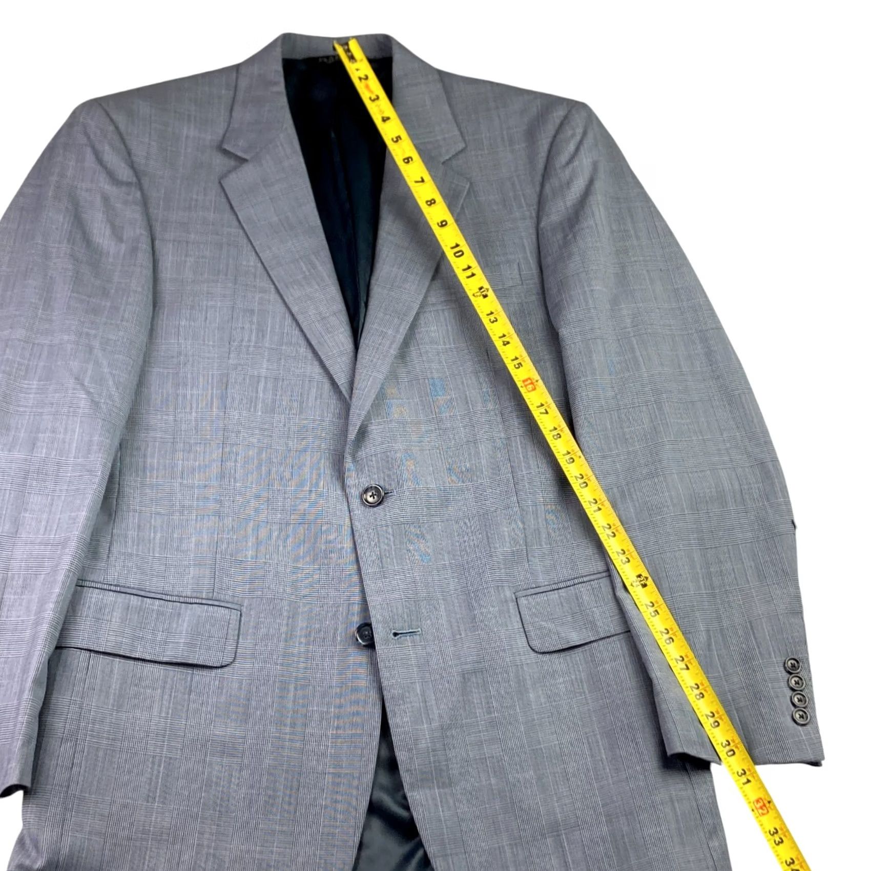 Jos. A. Bank Jos A Bank Men's Wool 2-Button Suit Blue Glen Plaid 40 Long | 34x28 Suit Mens Wool Glen Plaid Blue 2-Button Size 34R - 7 Thumbnail