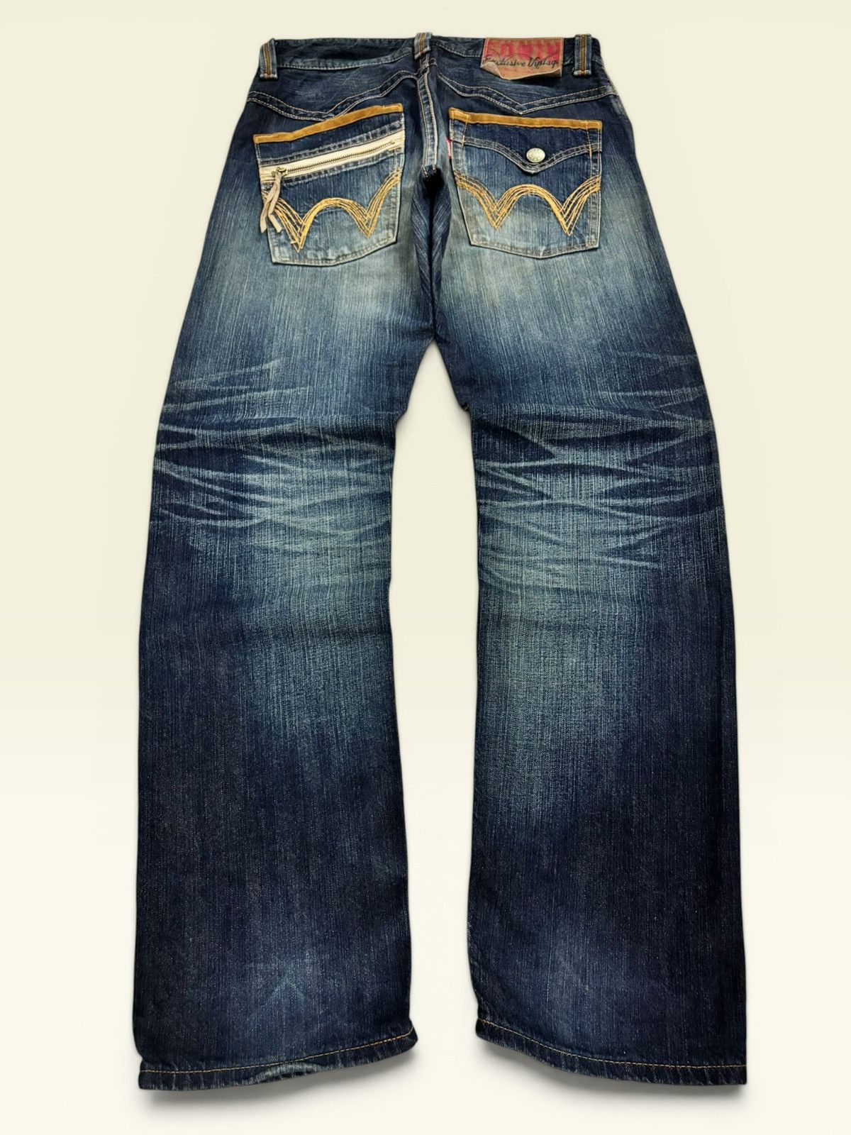 Edwin Vtg Japan Grunge Edwin XV Whisker Fade Distress Jeans Size US 33 - 1 Thumbnail