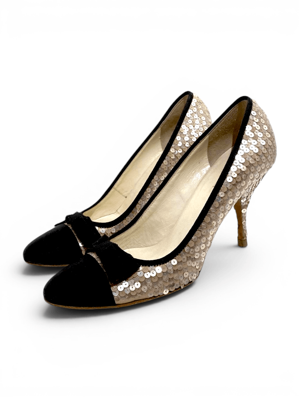 Prada rada Sequin Embellished Bow Classic Mid Heels Pumps Size US 7.5 / IT 37.5 - 2 Thumbnail