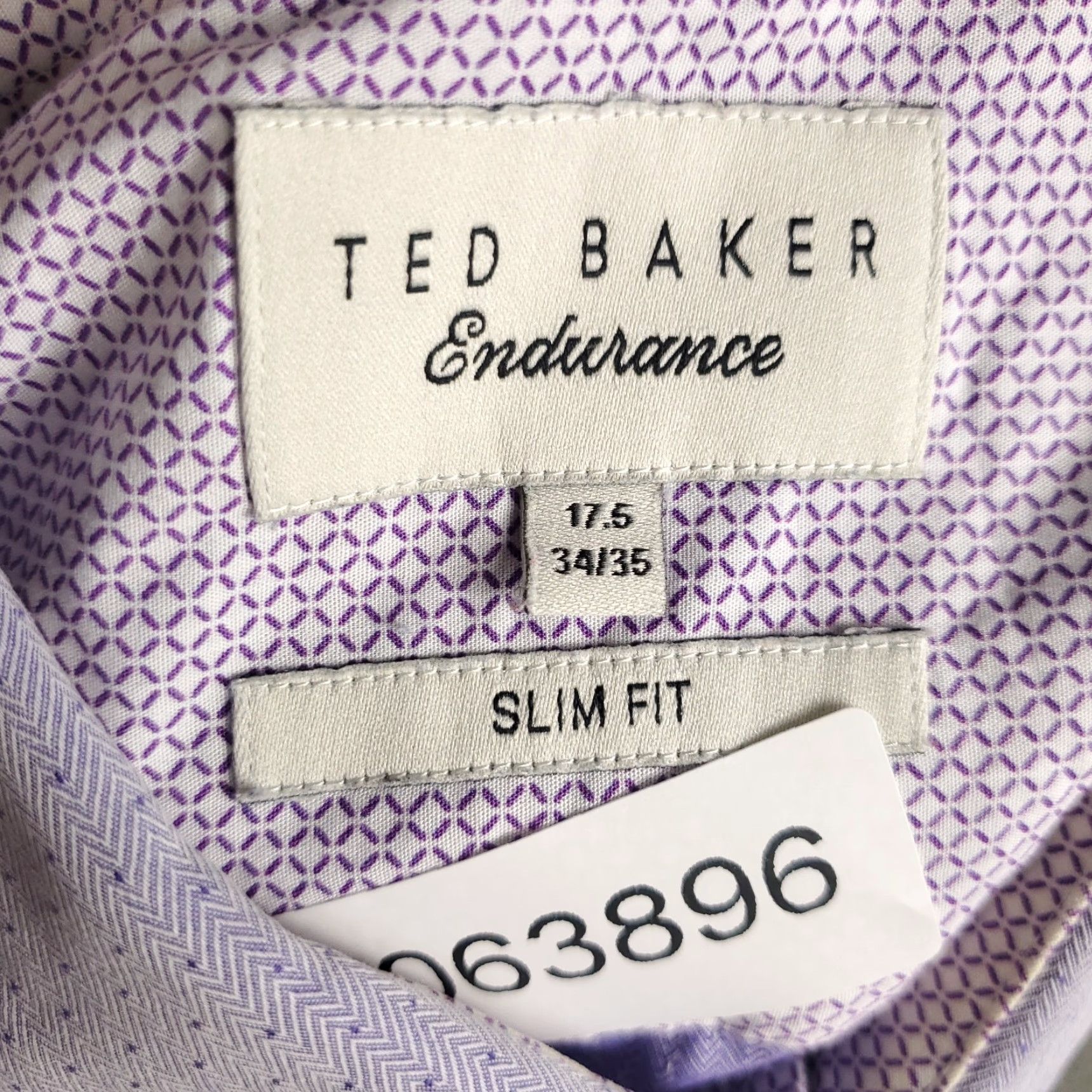 Ted Baker TED BAKER London Shirt Mens 17.5 Purple Endurance Slim Fit Dress Button Up Shirt Size 46R - 7 Thumbnail