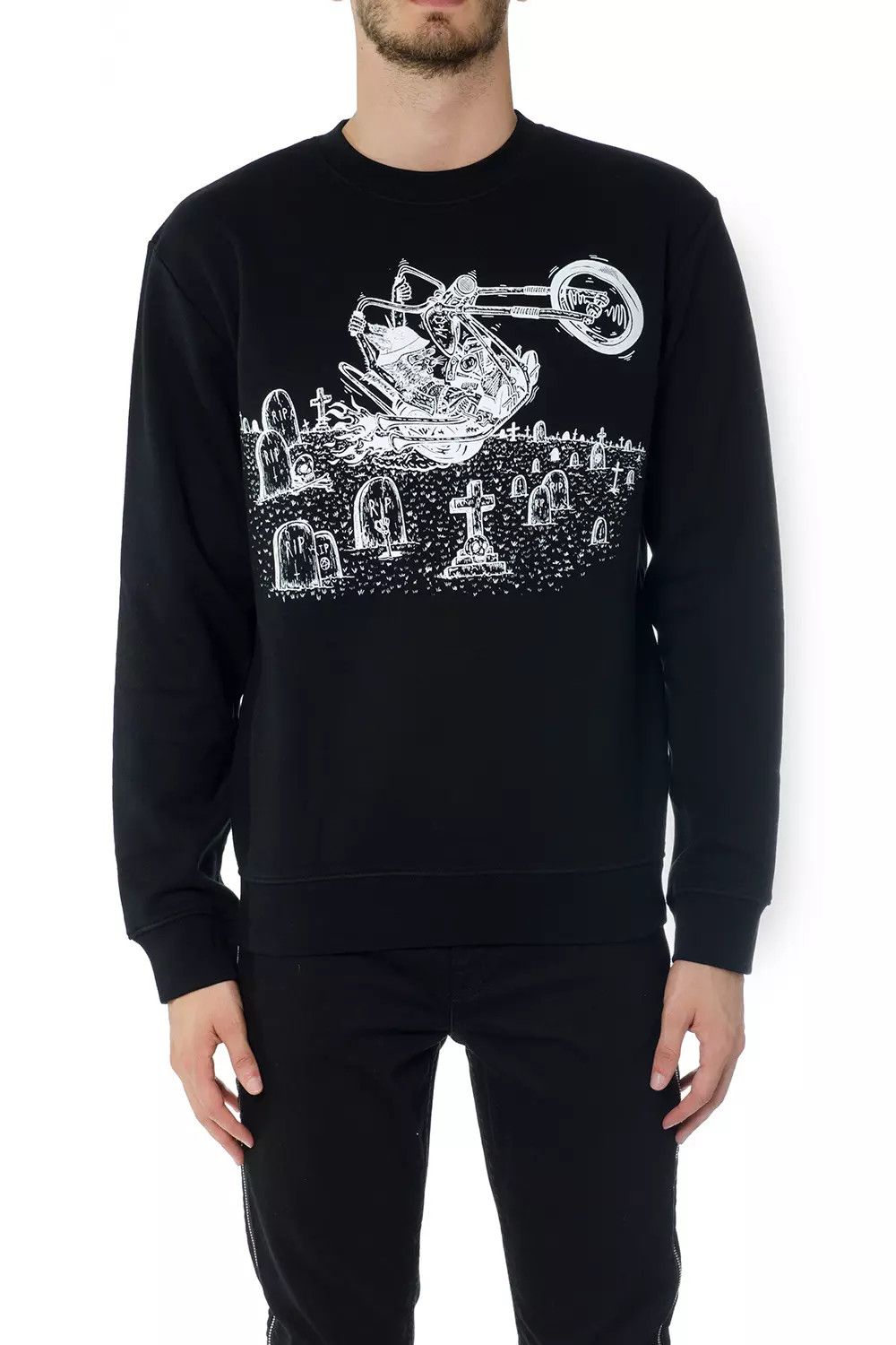 Pre-owned Alexander Mcqueen Sweatshirt White Print Black Sweater