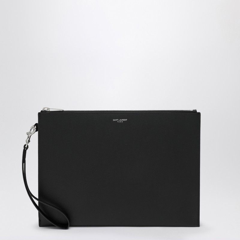 Saint Laurent Paris Saint Laurent Tablet Holder In Black Grain De Poudre Leather Size ONE SIZE - 1 Thumbnail