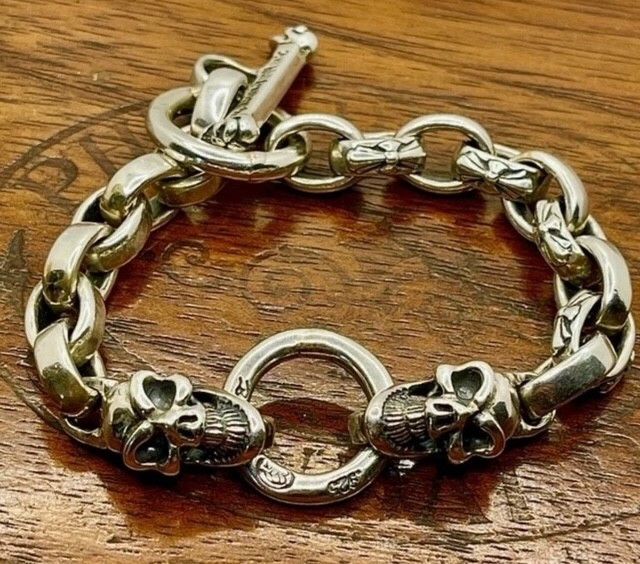 Other BWL Bill Wall Oval Link Skull Toggle Clasp Bracelet Size ONE SIZE - 2 Thumbnail