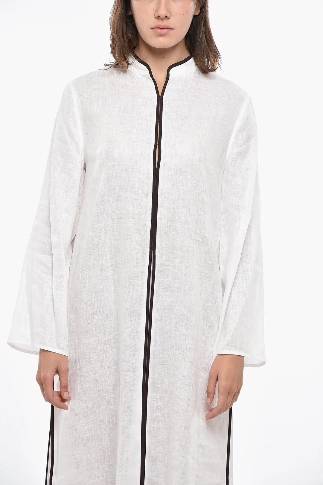 Tory Burch og1mm0426 Linen Kaftan in White Size M / US 6-8 / IT 42-44 - 4 Thumbnail