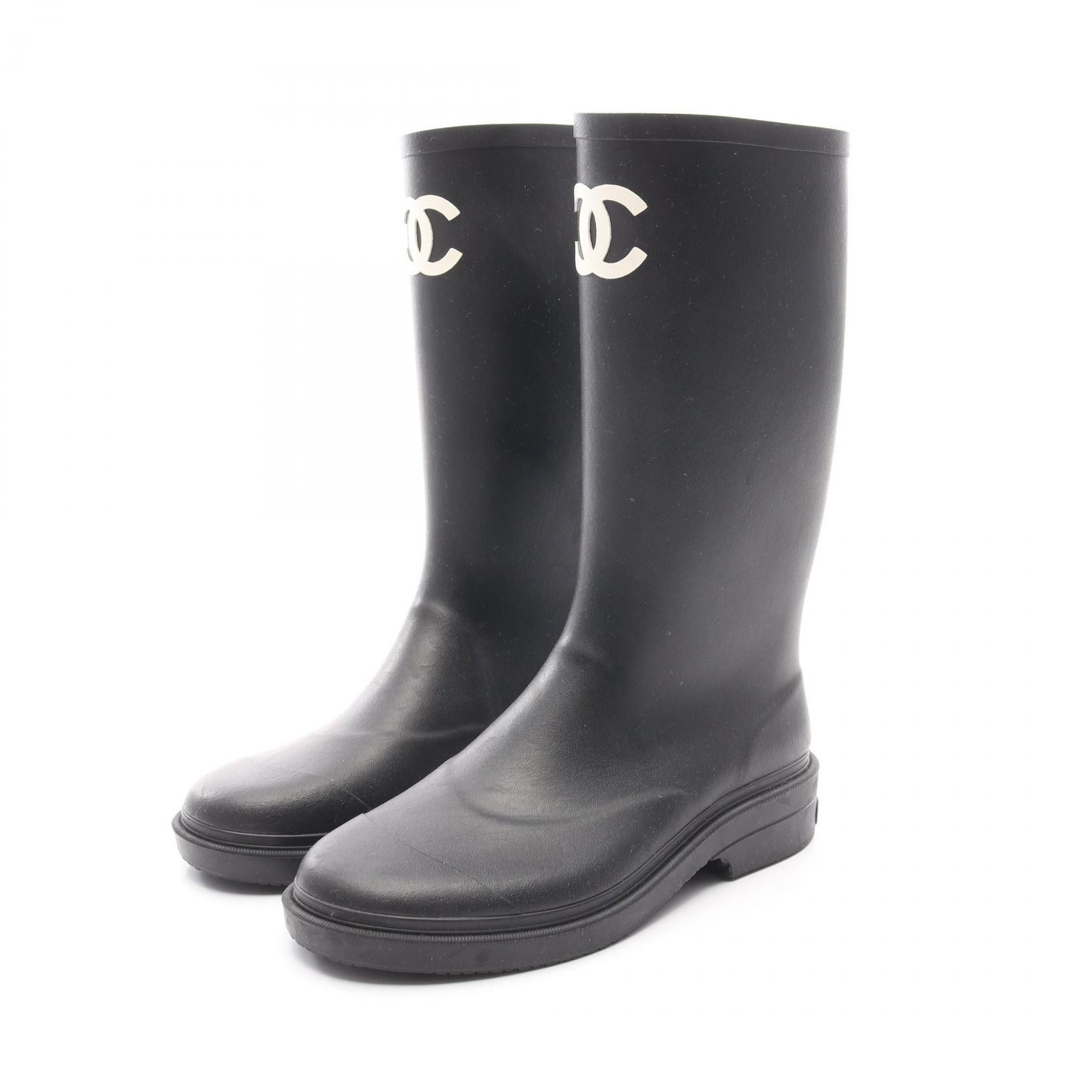 Chanel Chanel Coco Mark Rubber Boots Plastic Shoes G38355