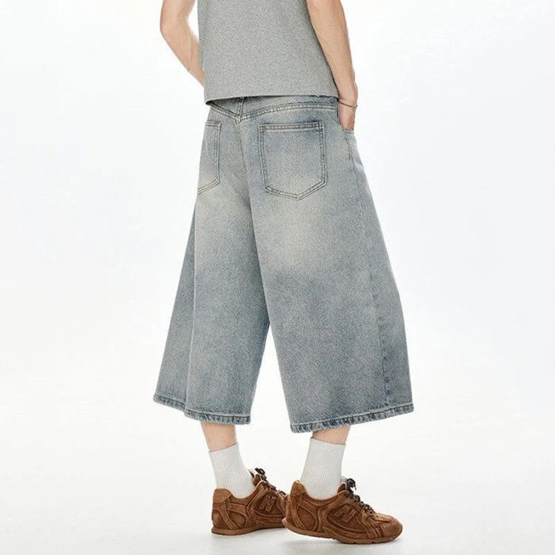Jean Simple Washed Denim Shorts Men Loose Fit Summer Size US 34 / EU 50 - 3 Thumbnail