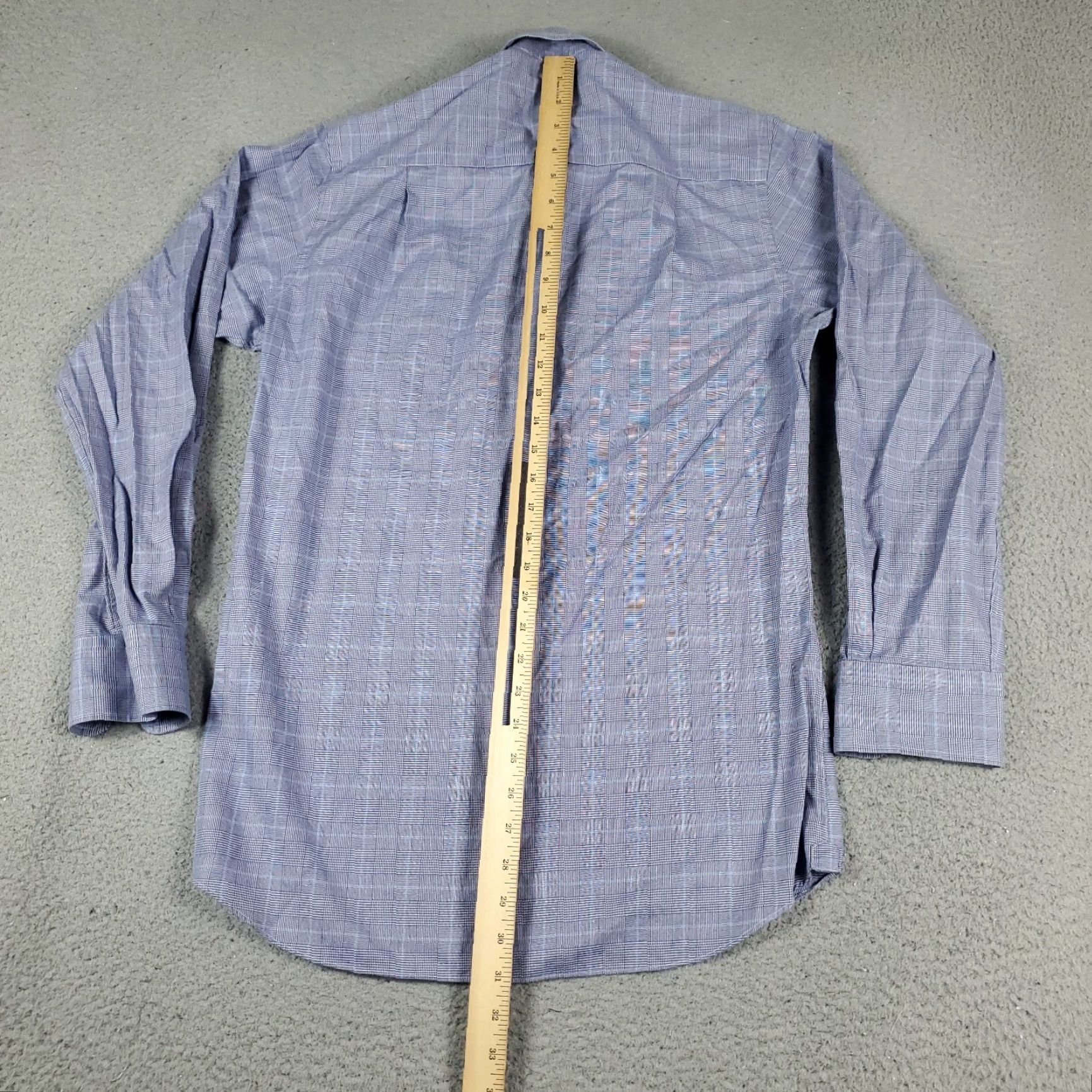 David Donahue David Donahue Dress Shirt Men's Size 15 Blue Plaid Long Sleeve Button-Up Regular Fit Size 40R - 3 Thumbnail
