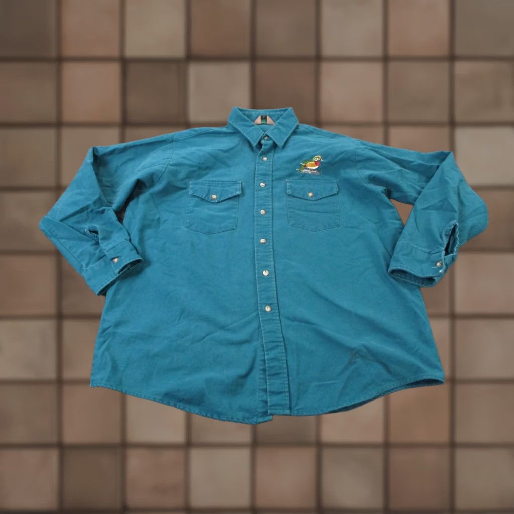 Vintage VINTAGE Winter Run Shirt Mens 2XL Canvas Heavy Work USA Made Duck Hunting Blue Cotton Canvas Button-Up with Pockets Size US XXL / EU 58 / 5 - 1 Thumbnail