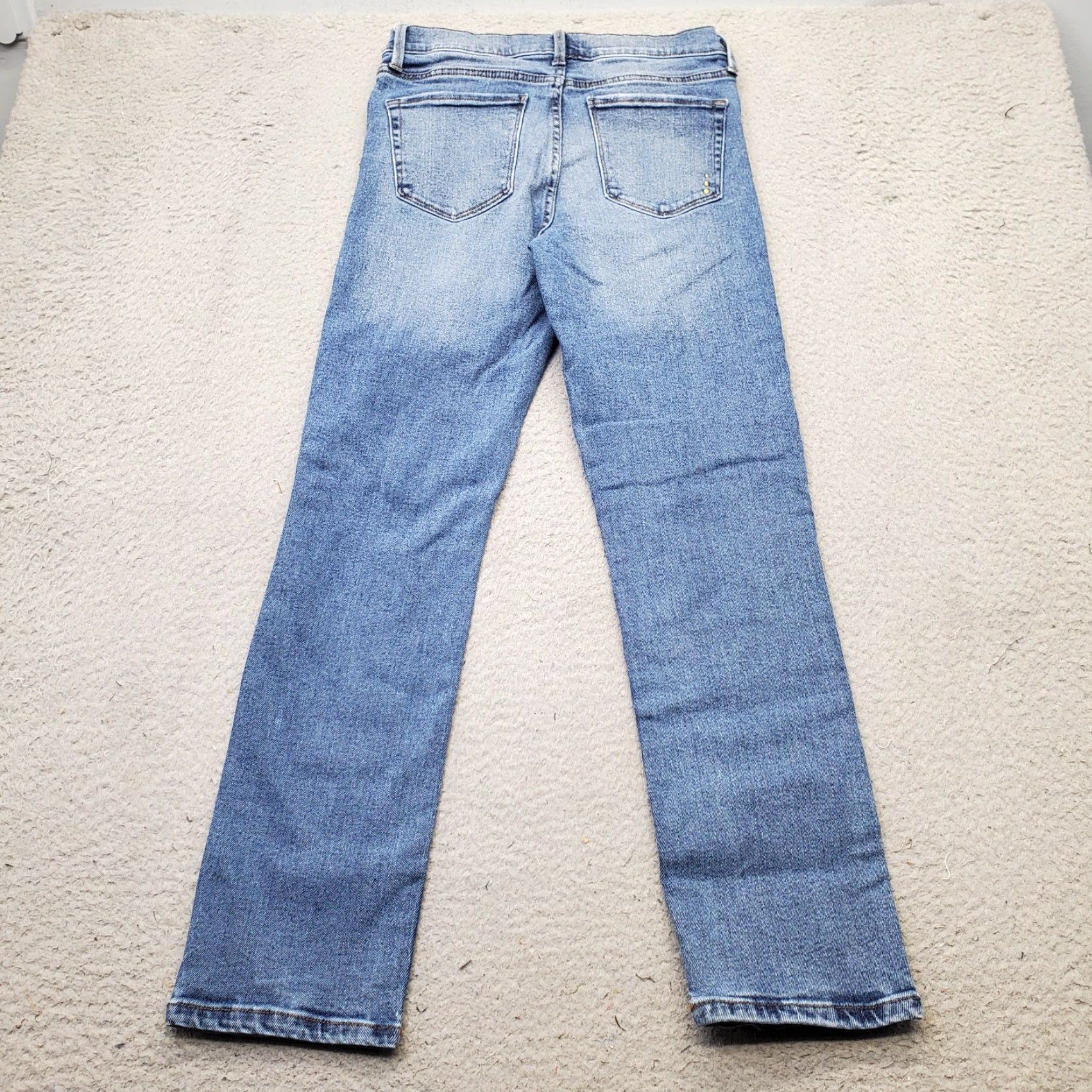 Vintage Rachel Roy Jeans Women's 6/28 Blue Denim Stretch Boho Distressed High Waisted Jeans Regular 27.75" Inseam 5-Pocket Denim Blue Womens Size 6 Size 28" / US 6 / IT 42 - 2 Thumbnail